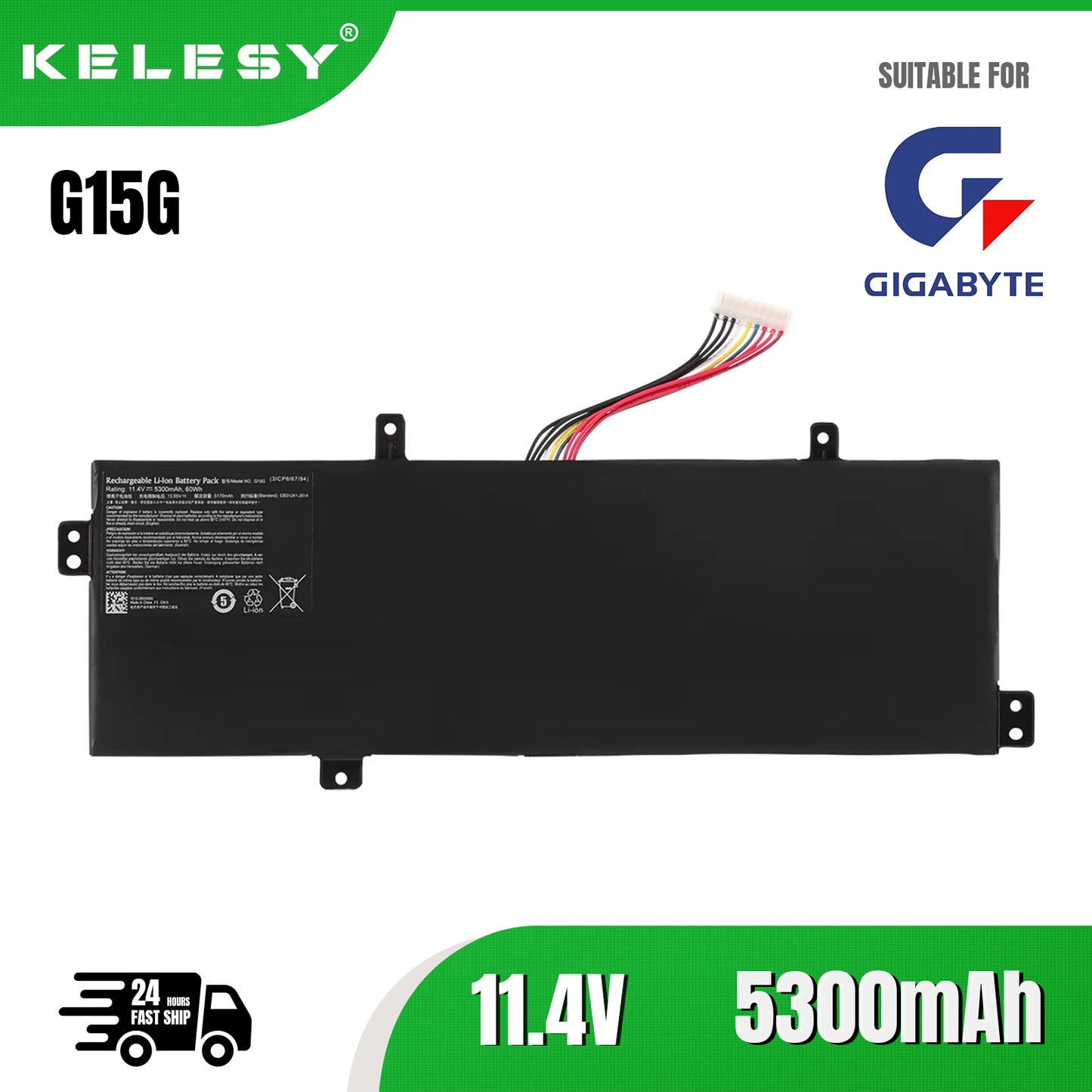 KELESY G15G 11.4V 60WH Laptop Battery For ThundeRobot 911 Targa T6A T6C T5TB T6D GIGABYTE SabrePro 15-W8 MACHENIKE F117-S