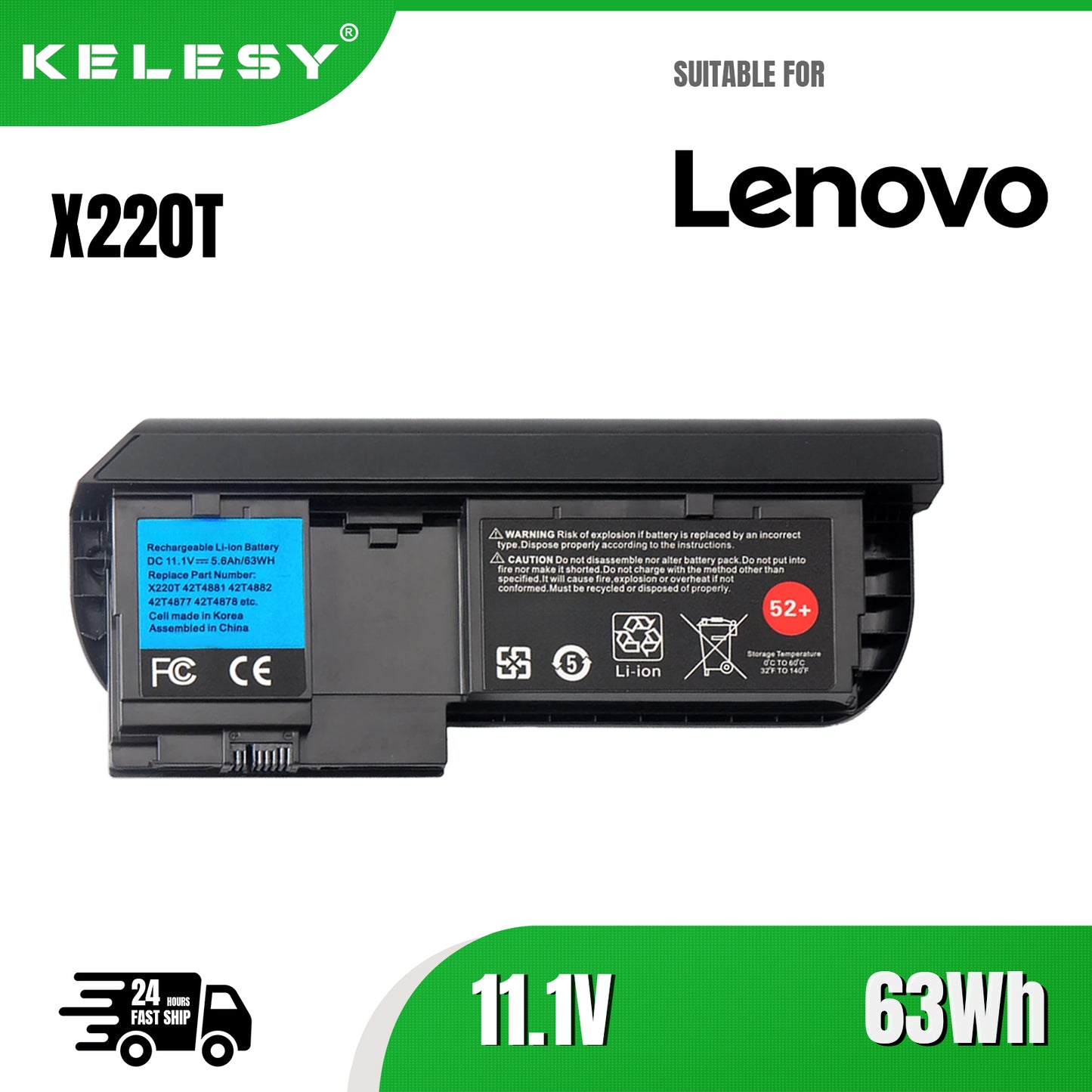 KELESY batería para ordenador portátil, célula coreana para Lenovo ThinkPad X220T Series Tablet 42T4881 42T4882 42T4877