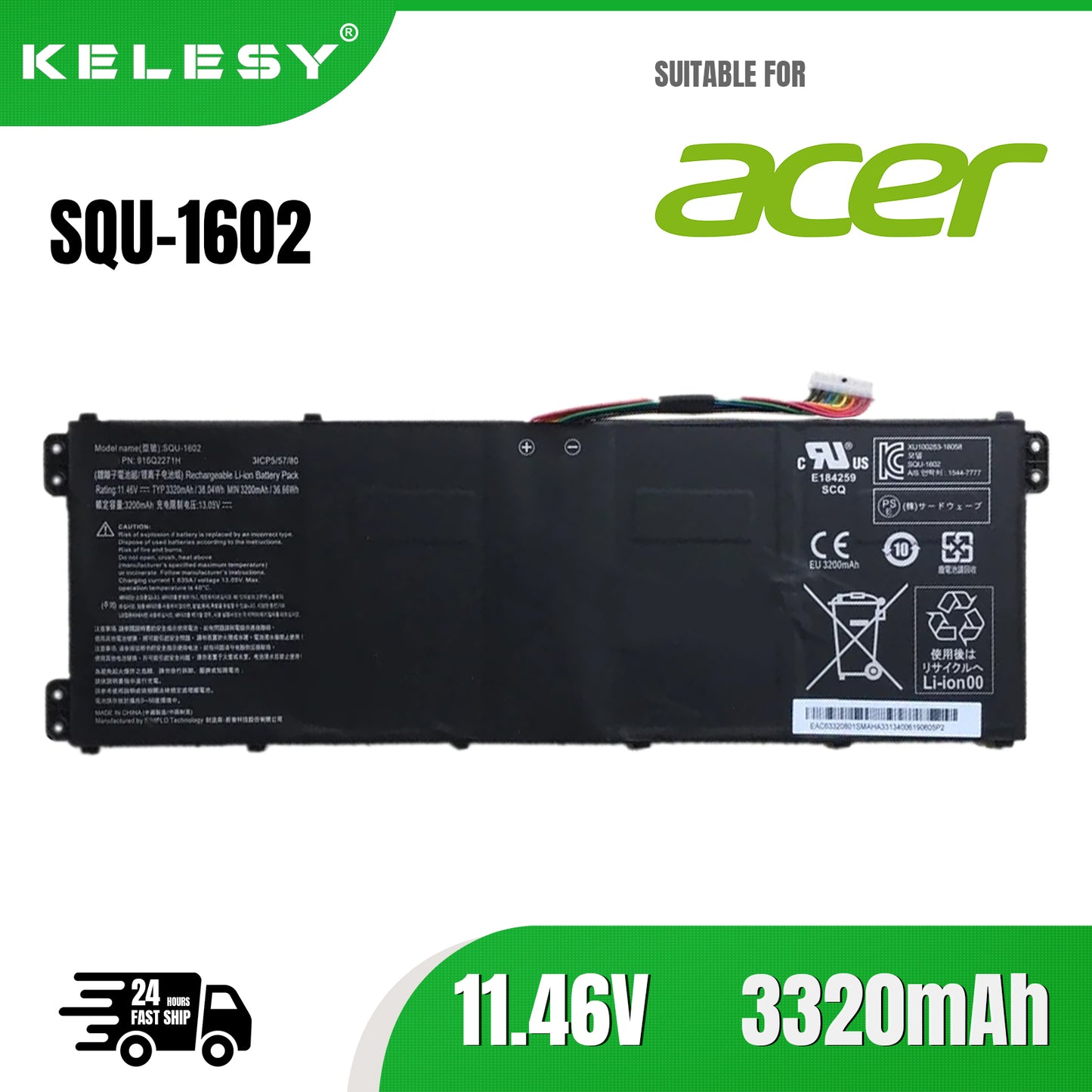KELESY SQU-1602 1604 Laptop Battery For Acer Hasee X5-CP5D1 CP5E1 CP5S1 CP7S1 CP7D1 916Q2271H QL9S06,For LG 15U480 15U470