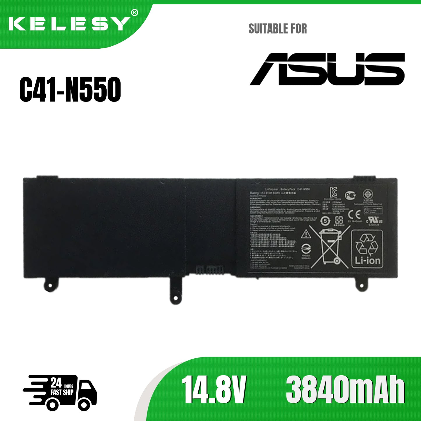 KELESY New C41-N550 Laptop Battery For Asus G550 R552JK N550JA N550JV N550JK Q550L Q550LF N550X47JV G550JK G550J R552JV