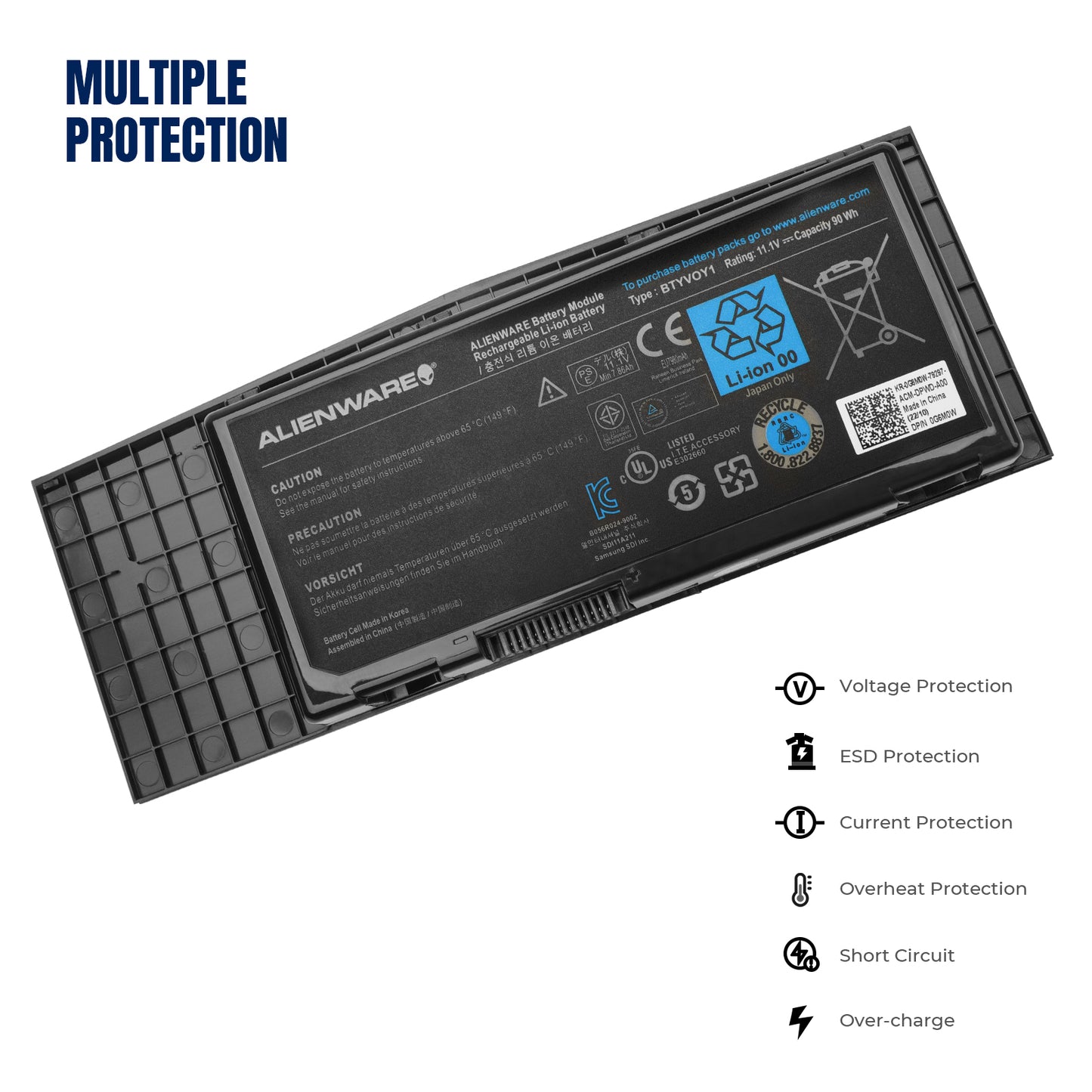 KELESY New Genuine Original BTYV0Y1 11.1V 90Wh Laptop Battery for Dell Alienware M17x R3 R4 7XC9N BTYVOY1 318-0397 451-11817