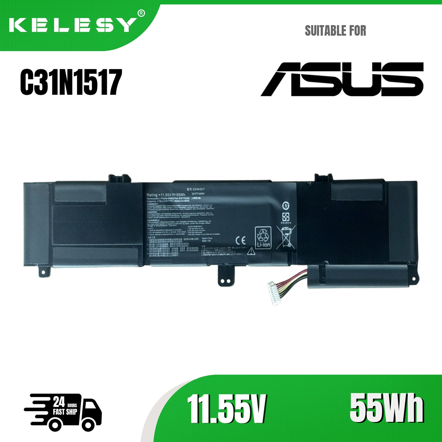 KELESY C31N1517 Laptop Battery For Asus VivoBook TP301UJ TP301UA Q304UJ Q304UAK Q304UA UA6200 0B200-01840000 0B200-01840100