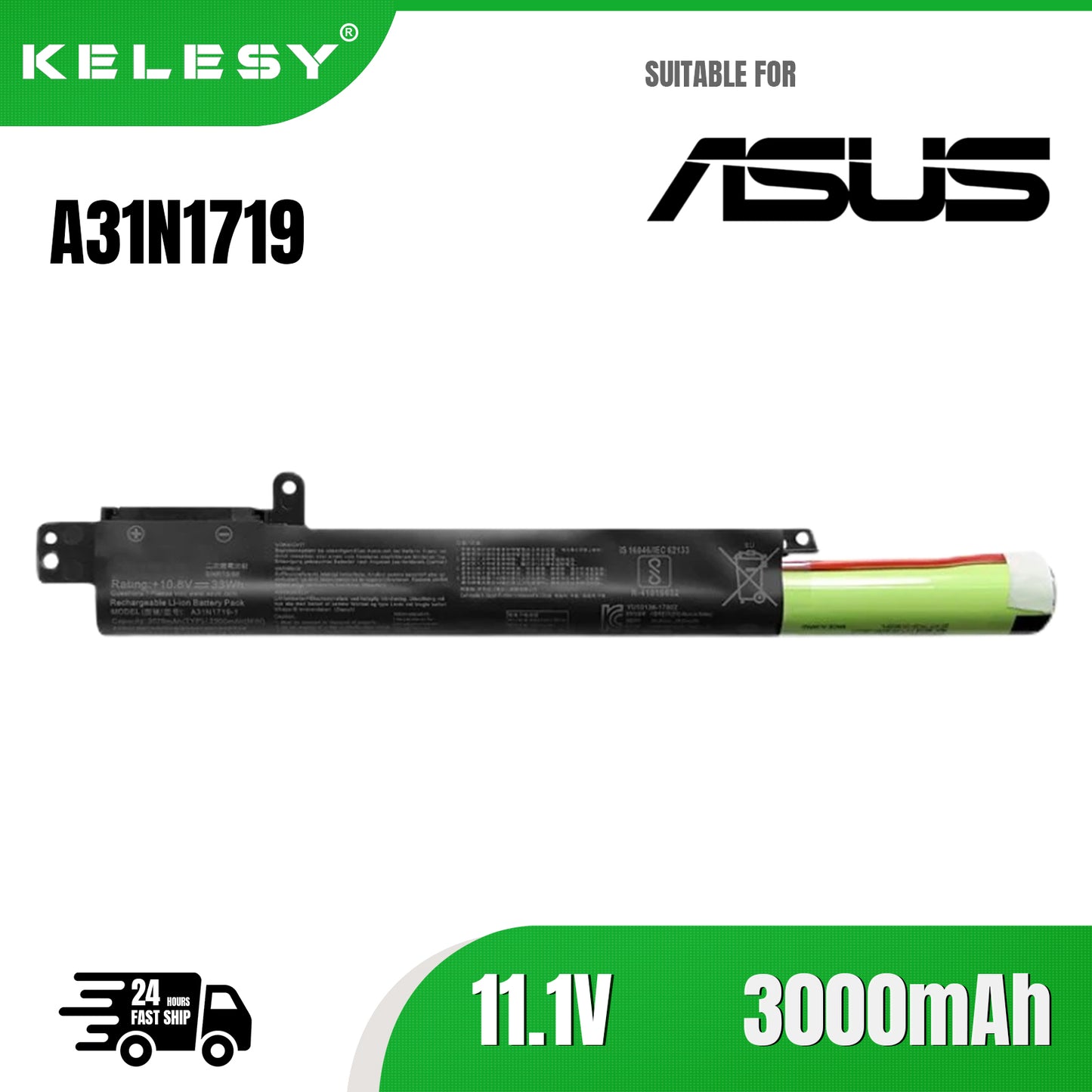 KELESY New Damaite 11.1V 33WH A31N1719 Laptop Battery For ASUS X407 X507 X407MA-1B X407UA X507MA X507MA1B X507UB X507UB1B
