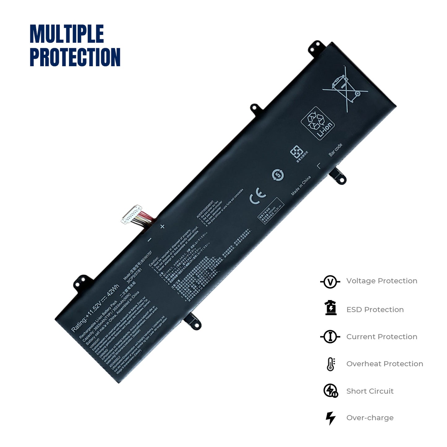 KELESY Batería para portátil ASUS Vivobook X411UA, X411UF, X411UN, X411UQ, S14, S410UA, S410UN, 11,52 V, 42WH, B31N1707