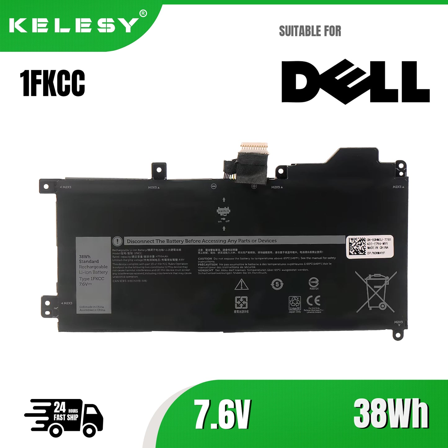 KELESY Laptop Battery for Dell Latitude 7200 7210 2-in-1 Series Notebook T04J T04J001 09NTKM 9NTKM 0D9J00 D9J00 0KWWW4 KWWW4