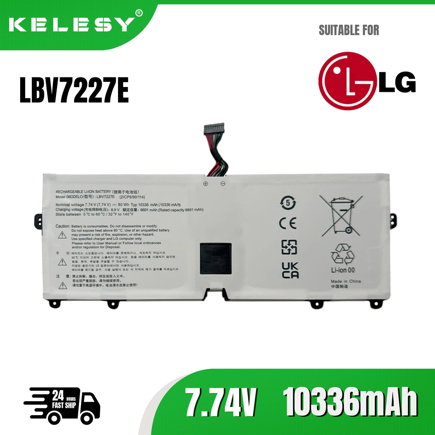 KELESY batería LBV7227E para LG Gram 13Z990 13ZD990 LG13Z99 15Z990 15ZB990 15ZD990 LG15Z99 17Z990 17ZB990 17ZD990 LG17Z99 80WH