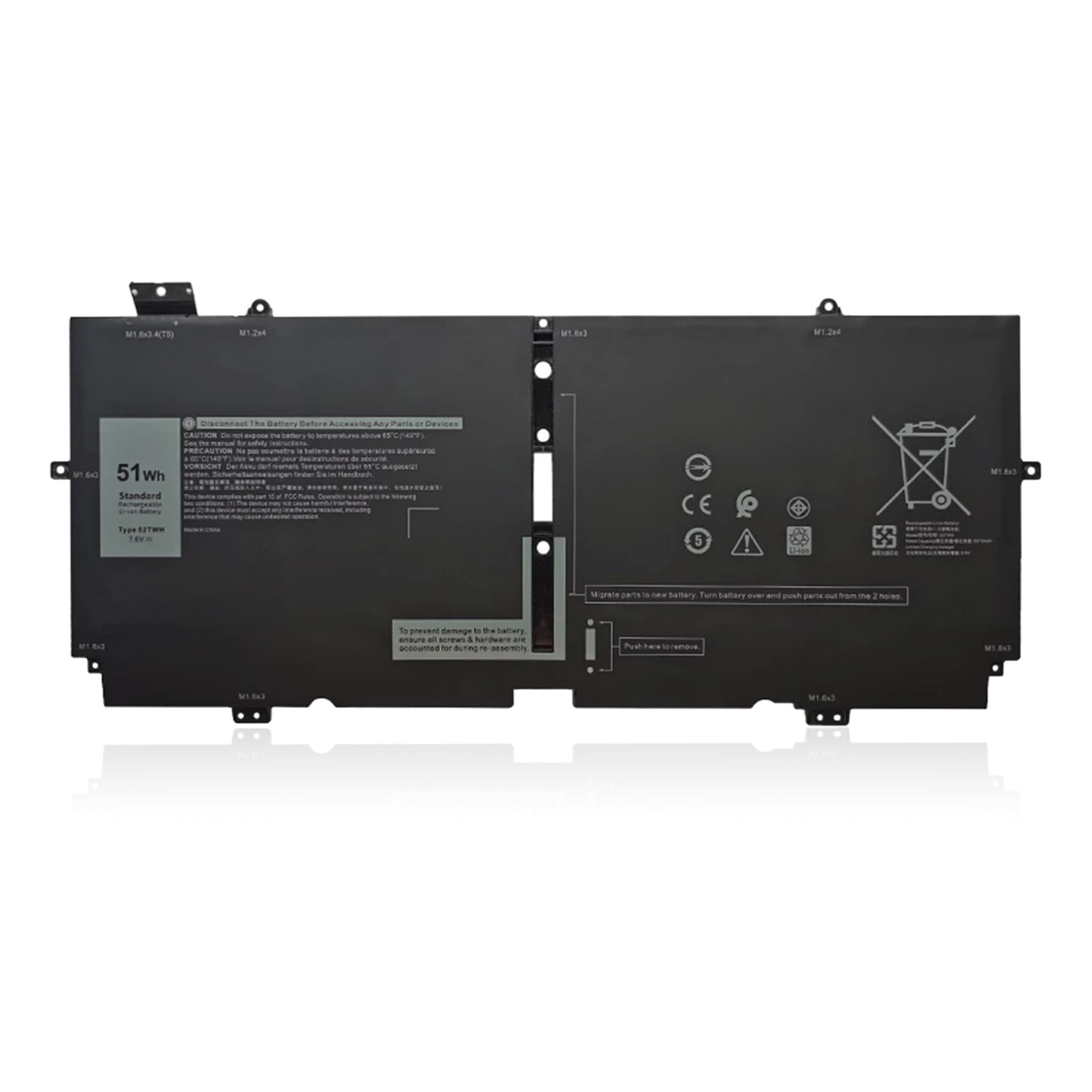 KELESY 7,6 V 51 Wh Neuer Original-Laptop-Akku 52TWH für Dell XPS 13 7390 2-in-1-Serie Notebook-Computer 052TWH 0XX3T7 XX3T7 MM6M8