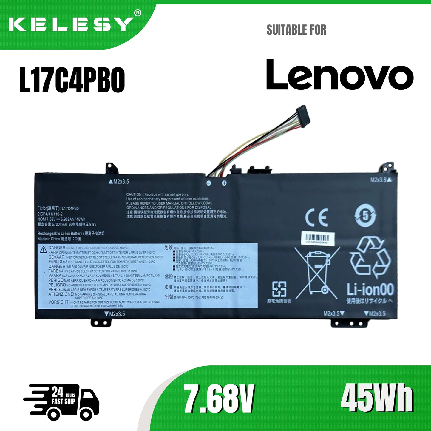 KELESY L17C4PB2 L17C4PB0 Laptop Battery For Lenovo IdeaPad 530S 530S-14IKB 530S-141KB 530S-14ARR 530S-15IKB 530S-151KB L17M4PB0