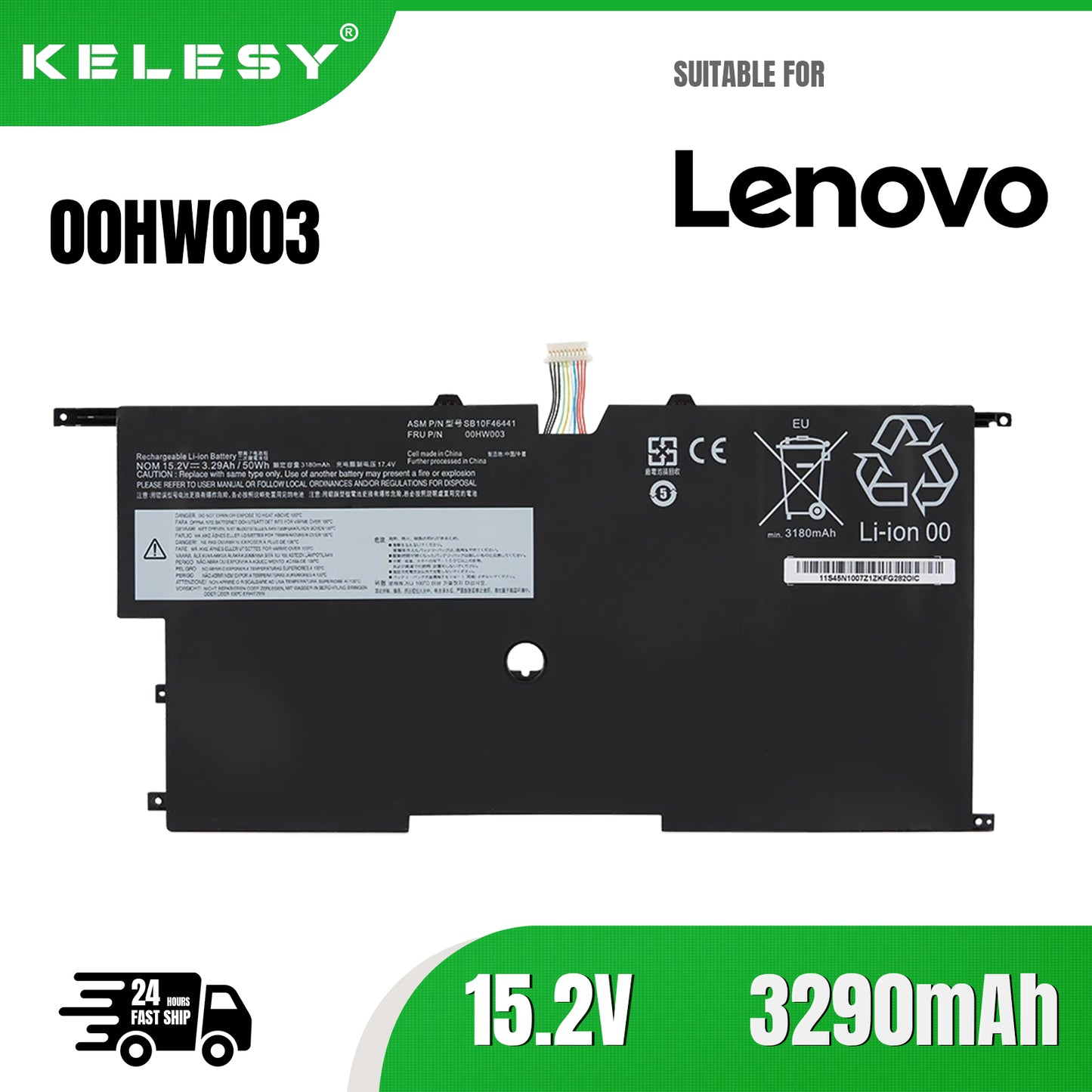 KELESY 00HW003 00HW002 Laptop Battery For Lenovo ThinkPad X1 Carbon Gen3 2015 X1 Carbon 2014 Gen2 SB10F46440 45N1700 45N1701