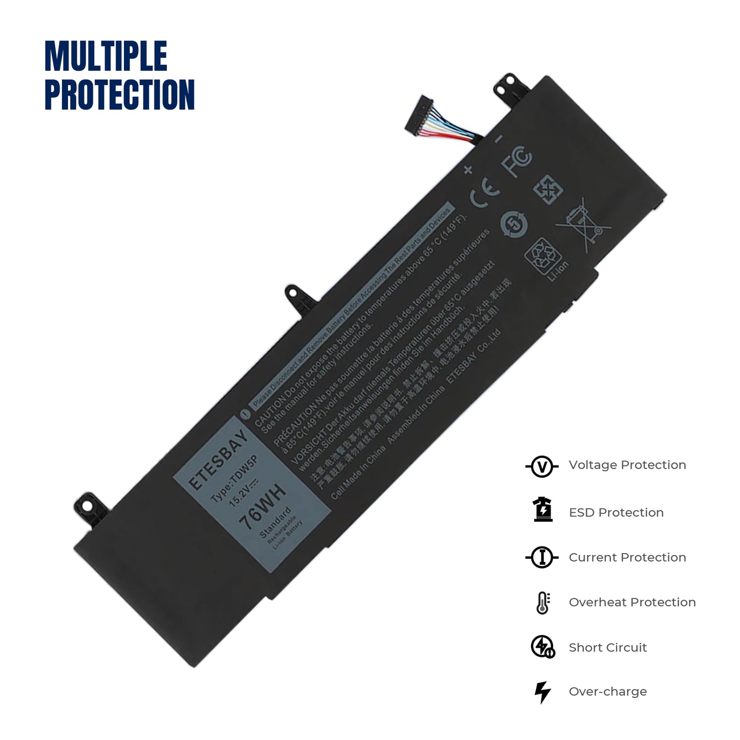 KELESY TDW5P Laptop Battery For Dell Alienware 13 R3 ALW13C-D1738 D2718 D2728 D2738 D2838 D2508 D2503S D2506S D2715S Series