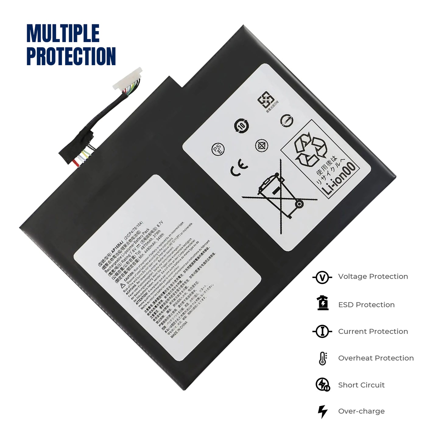 KELESY AP16B4J Laptop Battery For Acer Aspire Switch Alpha 12 SA5-27 Tablet 7.6V 37WH AP16B4J Fast Delivery