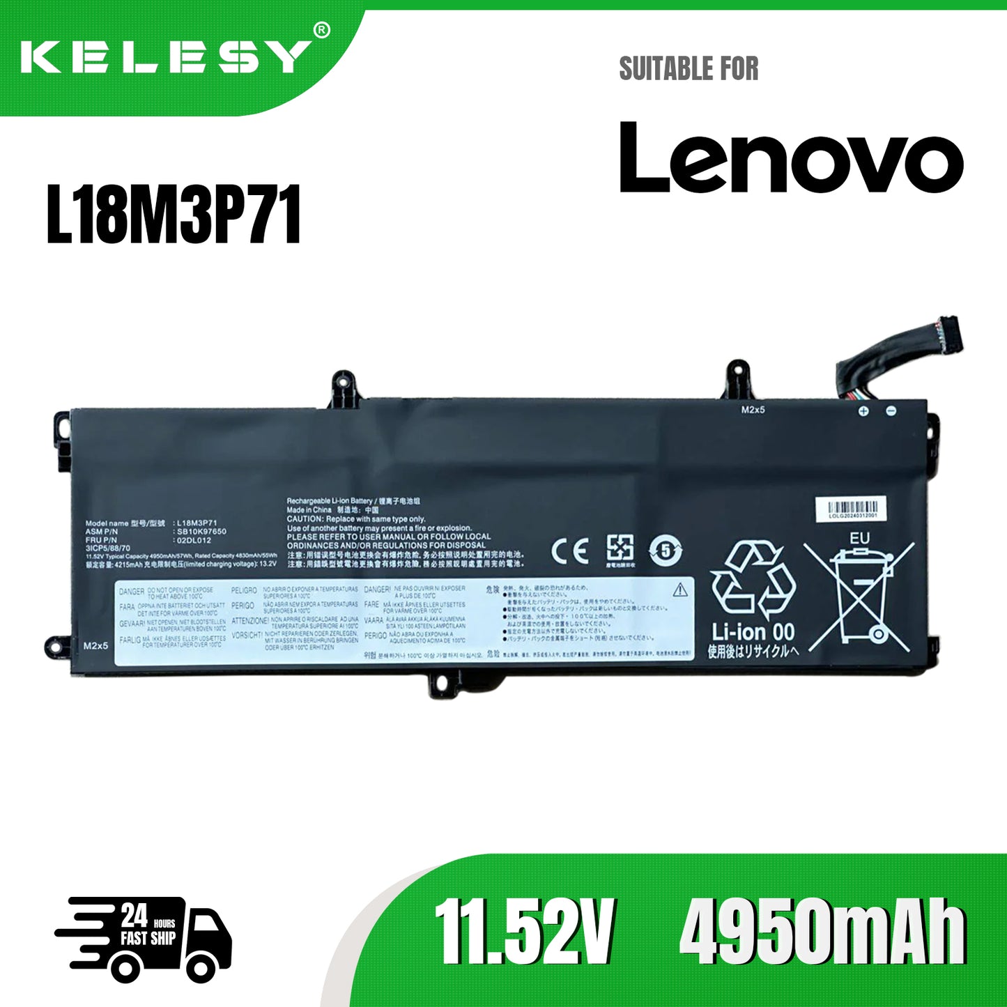 KELESY L18M3P71 Battery For Lenovo ThinkPad T590 P53S ThinkPad T15 P15s Gen 1 2 Series L18L3P71 L18S3P71 L20D3P71 TP00104C