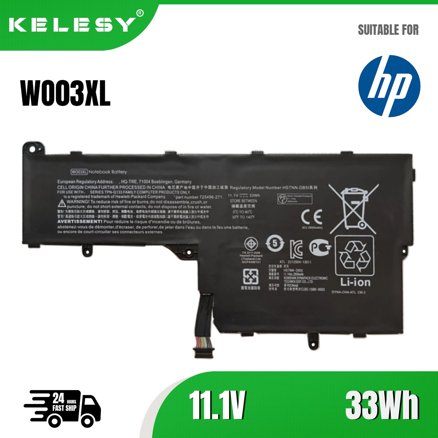KELESY WO03XL Battery for HP SPLIT Mini X100E 100E x2 13-M 13-M010DX Tablet 725606-001 725496-1B1 HSTNN-DB5I HSTNN-IB5I 33WH