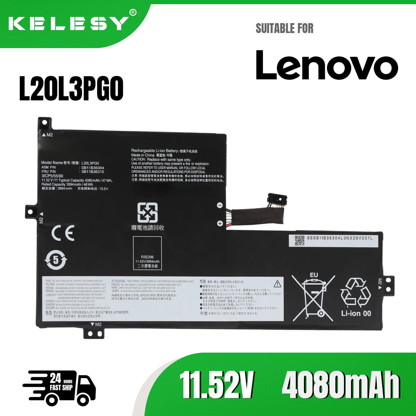 KELESY L20M3PG0 L20L3PG0 Battery For Lenovo 500E Chromebook GEN 3 FLEX 3 Chromebook-11IJL6 CHROME 11M836 L20D3PG0 L20D3PG2