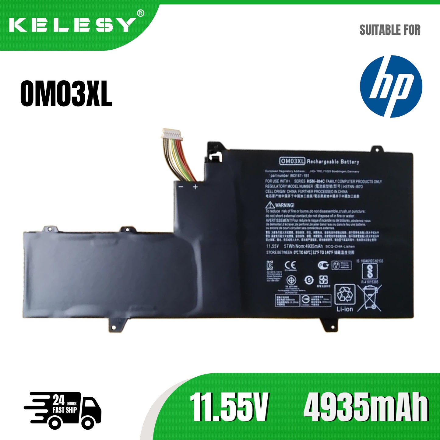 KELESY OM03XL 11.55V 57WH Battery For HP Elitebook x360 1030 G2 HSTNN-IB7O HSTNN-IB70 HSN-I04C 863167-171 863167-1B1