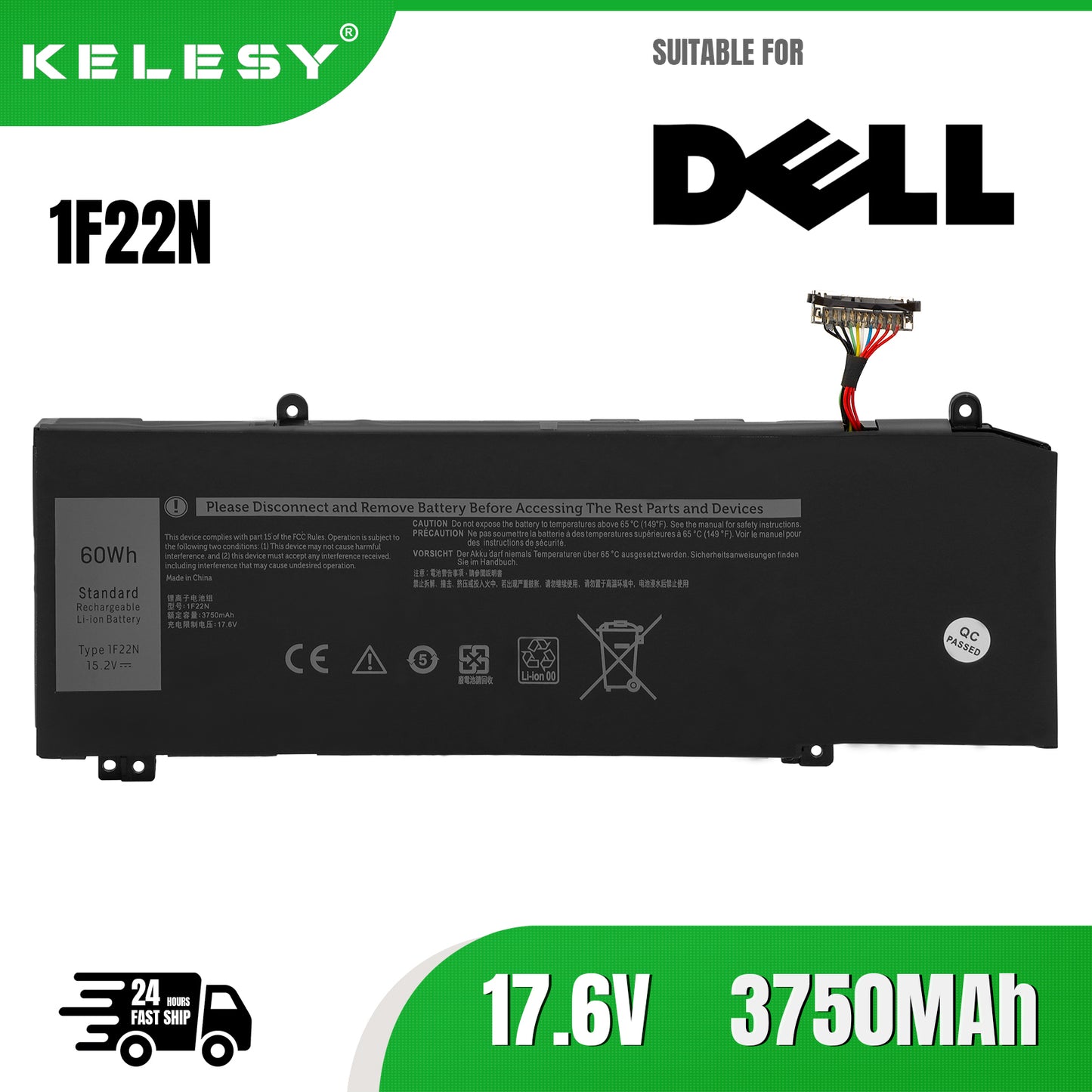 KELESY XRGXX 1F22N Battery For Dell For Alienware 2018 orion M15 M17 R1 P82F P40E P79F P37E Inspiron G5 5590 G7 7590 7790