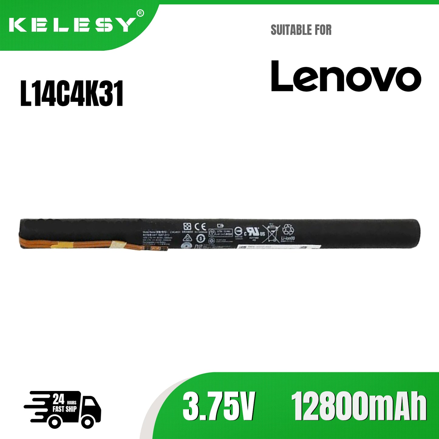 KELESY новый подлинный оригинальный аккумулятор L14C4K31 3,75 В 48 Вт·ч 12800 мА·ч для ноутбука Lenovo Yoga Tablet 2-1371F Pro 1371F L14D4K31