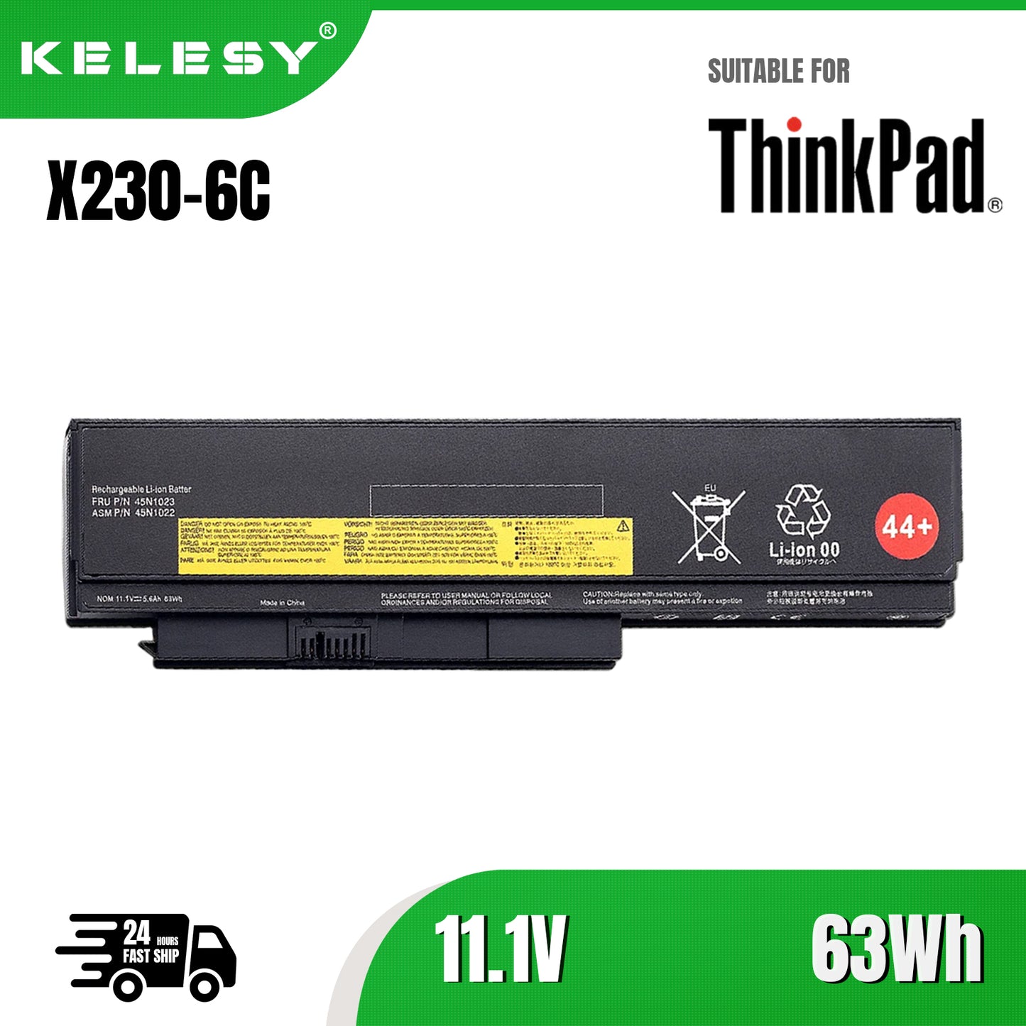 KELESY 45N1022 44 + batería de ordenador portátil para Lenovo Thinkpad X230-6c 45N1025 42T4861/4862/4863 42Y4864/4868/4874/4940