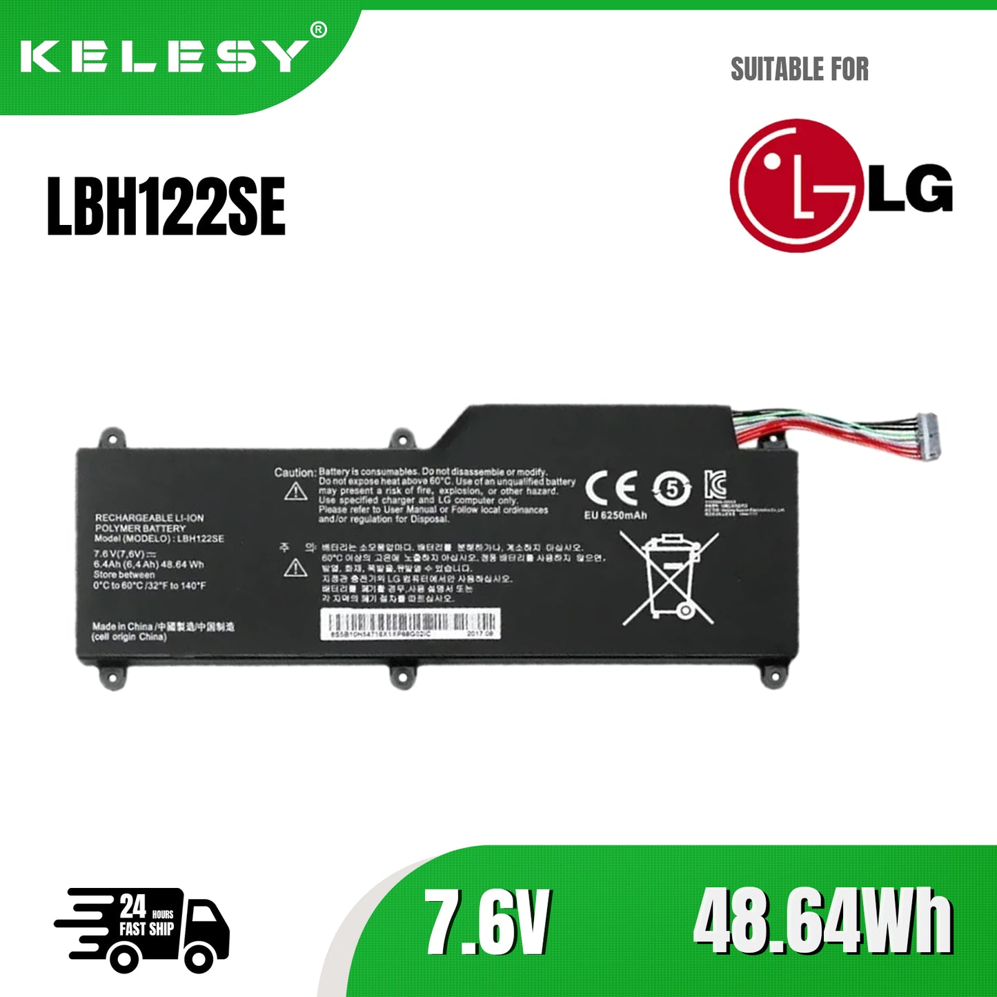 KELESY batería modelo LBH122SE para ordenador portátil, pieza de PC para LG U460, U460-G, AH5DK, U460-K.AH50K, 7,6 V, 48.64WH