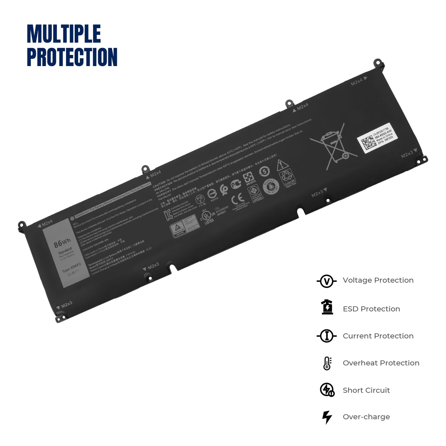 Аккумулятор KELESY 69KF2 для DELL XPS 15 9500 9510 9520 9530 Precision 5550 5560 G155510 5511 5520 5515 5521 G7157500 P91F P87F 86WH