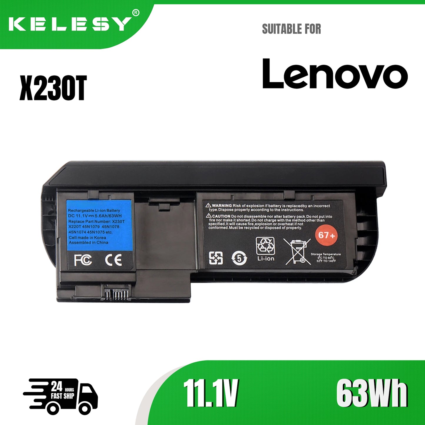 KELESY Corea celular X230T batería de tableta para Lenovo Thinkpad X230T 45N1078 45N1079 45N1075 45N1077 45N1074 67 + 11.1 V 560