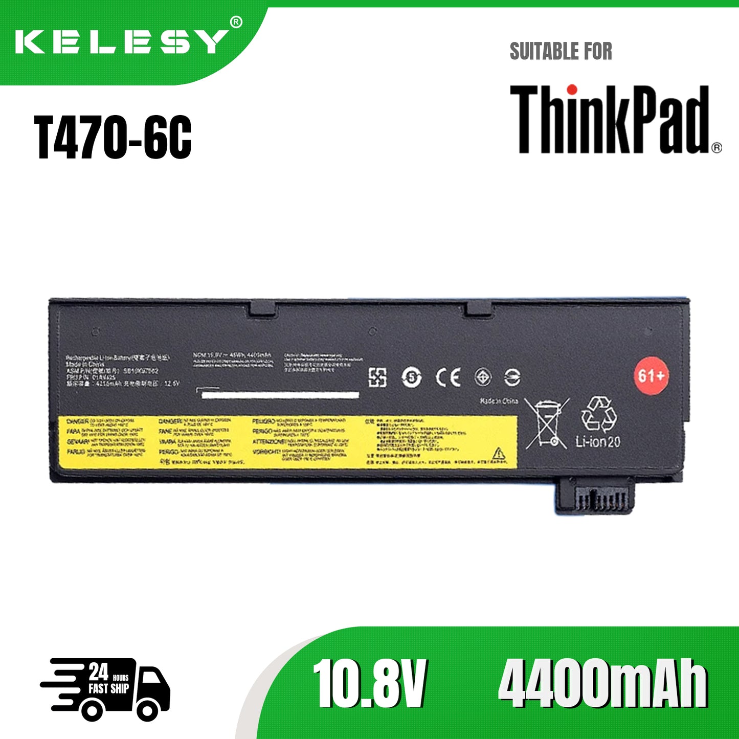 KELESY batería para portátil, pila para Lenovo ThinkPad T470, T570, T480, T580, A475, P51S, P52S, TP25, 01AV491, 01AV427