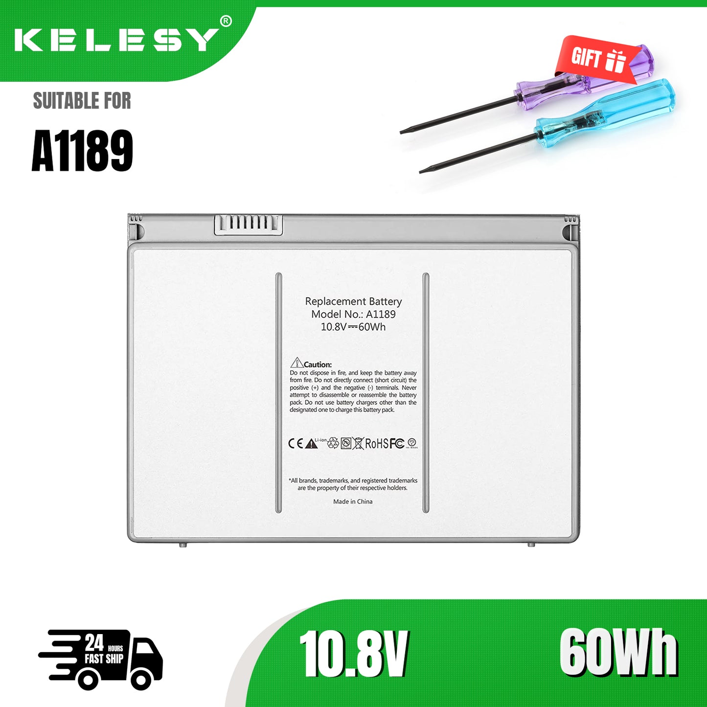 KELESY Batería de ordenador portátil A1189 para Apple MacBook Pro17 pulgadas, MA092T, MA897X/A, MA611B, A1151, A1212, A1229
