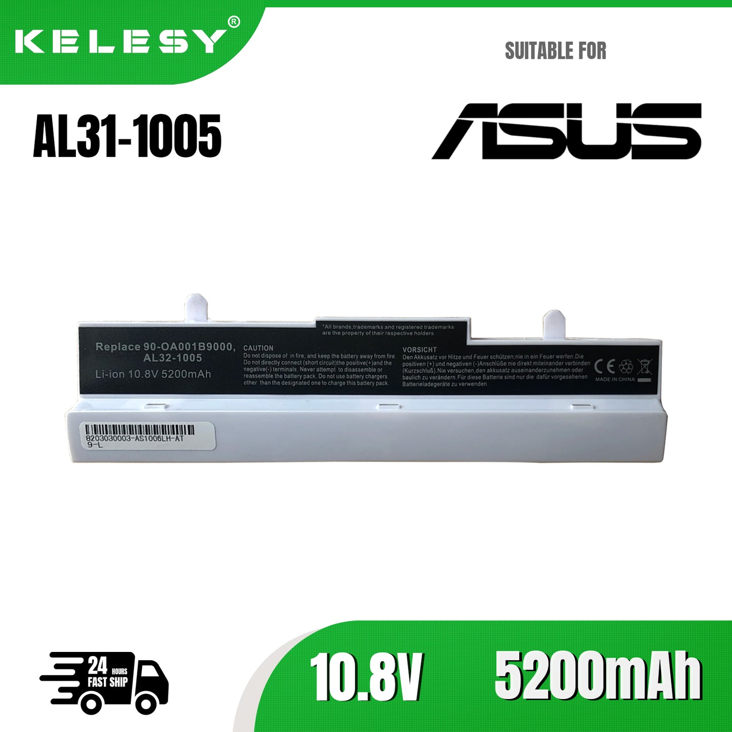KELESY Batería para ordenador portátil ASUS Eee PC 1001, 1005, 1005H, 1005 P, 1005HE, 1005HA, 1101HA, AL32-1005, ML31-1005