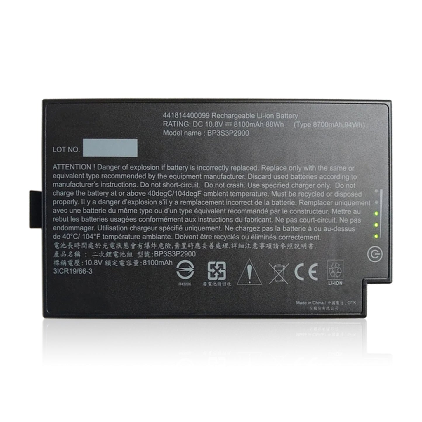 KELESY Batería de ordenador portátil BP3S3P2900, Original, 10,8 V, 88Wh, para Getac B300, B300X, serie BP3S3P2900(P)