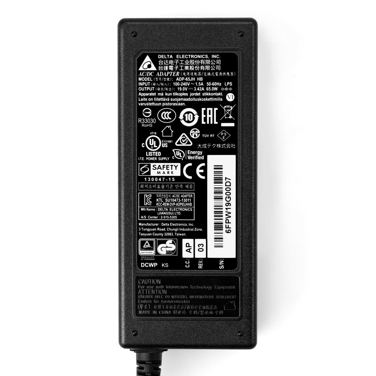 DELTA адаптер переменного тока для ноутбука Asus 65W 5.5*2.5 черный наконечник, ADP-65JH HB