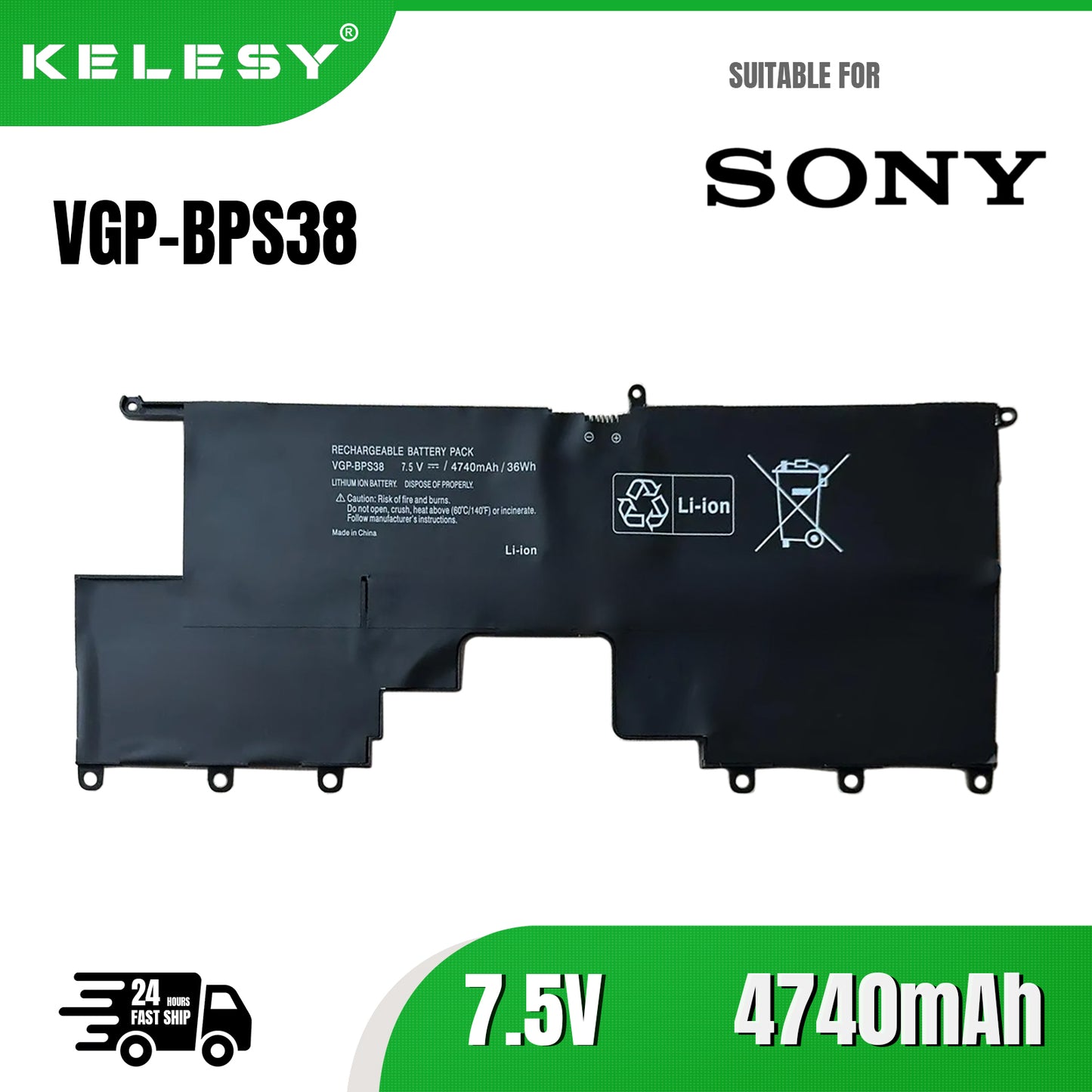 KELESY Nueva batería de ordenador portátil VGP-BPS38 para SONY VAIO PRO11 PRO13 SVP1321BPXB SVP13216PG SVP132A1CM SVP11217SCS 7