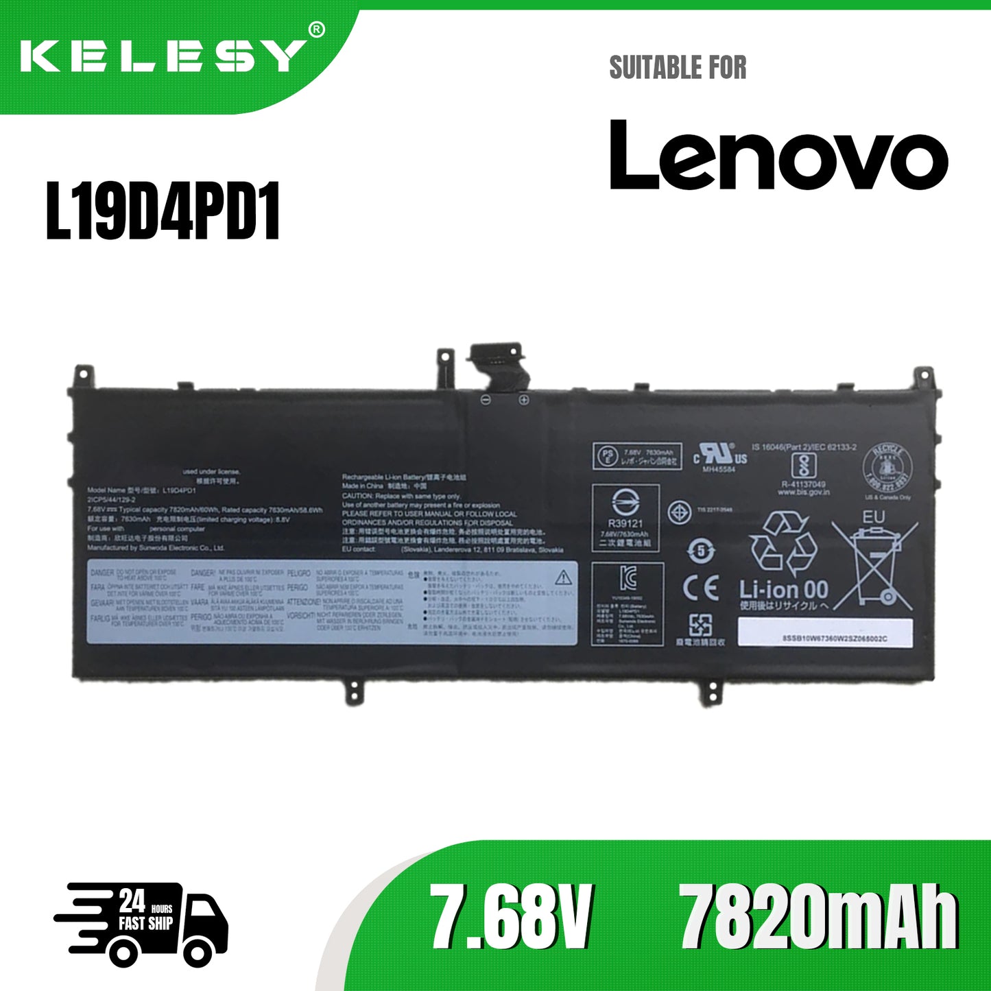 KELESY L19D4PD1 L19C4PD1 60WH Laptop Battery For Lenovo ideapad Yoga 6-13ARE05 6-13ALC6 Yoga C640-13IML LTE Series L19M4PD1
