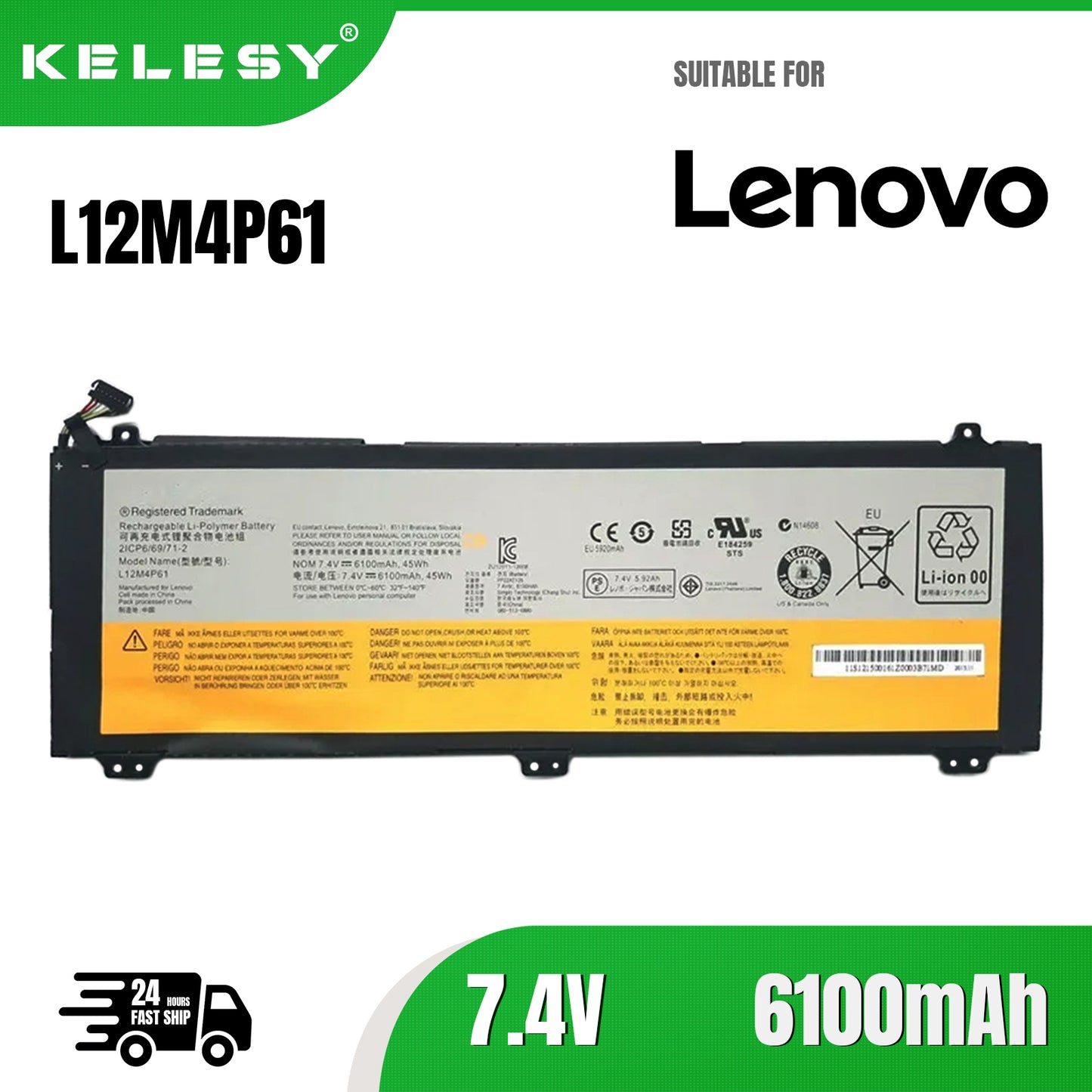 KELESY 7.4V 45WH New L12M4P61 L12L4P63 L12L4P61 Rechargable Laptop Battery Original For Lenovo IdeaPad U330 U330P U330T
