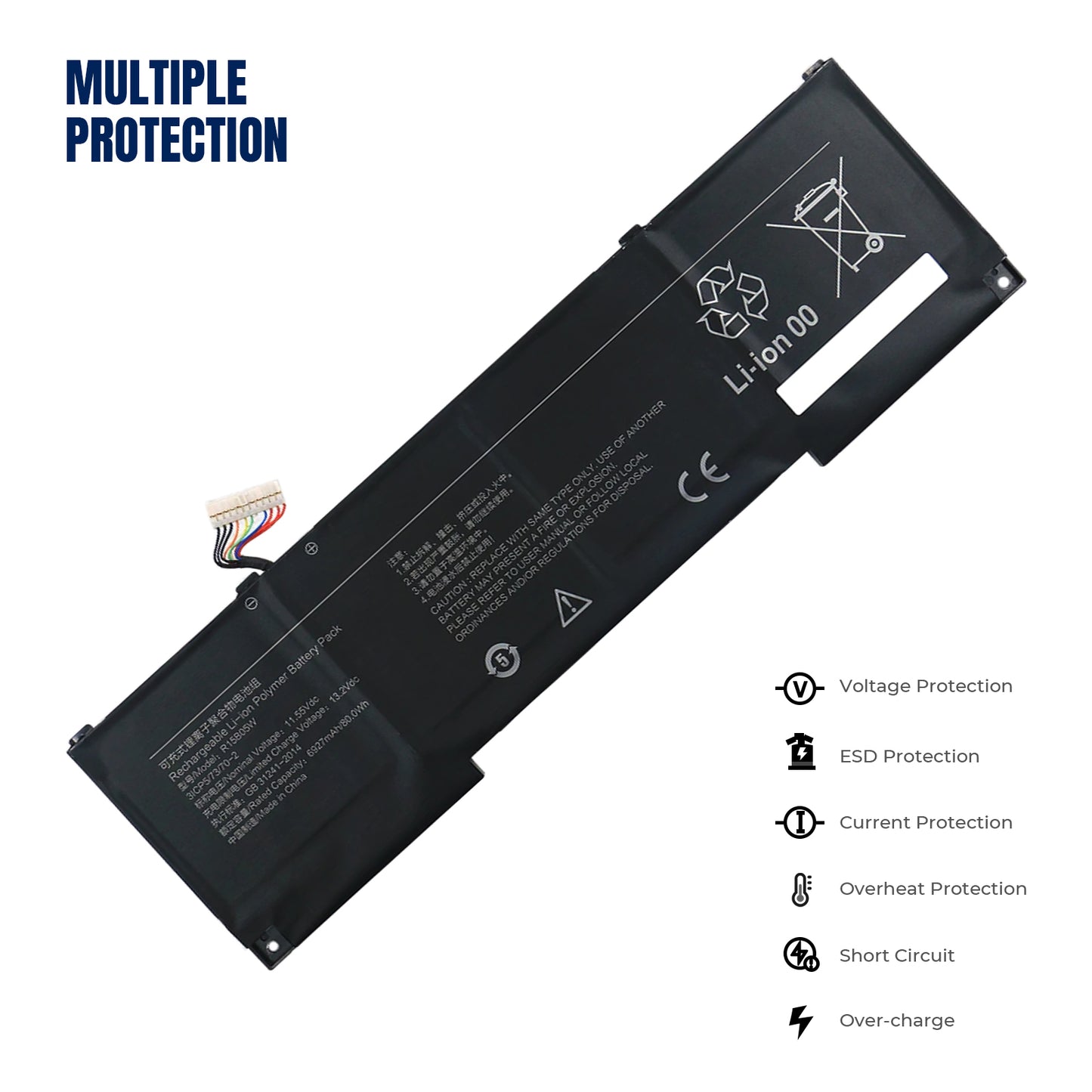 Аккумулятор KELESY R15B05W для ноутбука Xiaomi Pro X15 Notebook Pro X 15 11,55 В 80 Вт·ч 6927 мА·ч