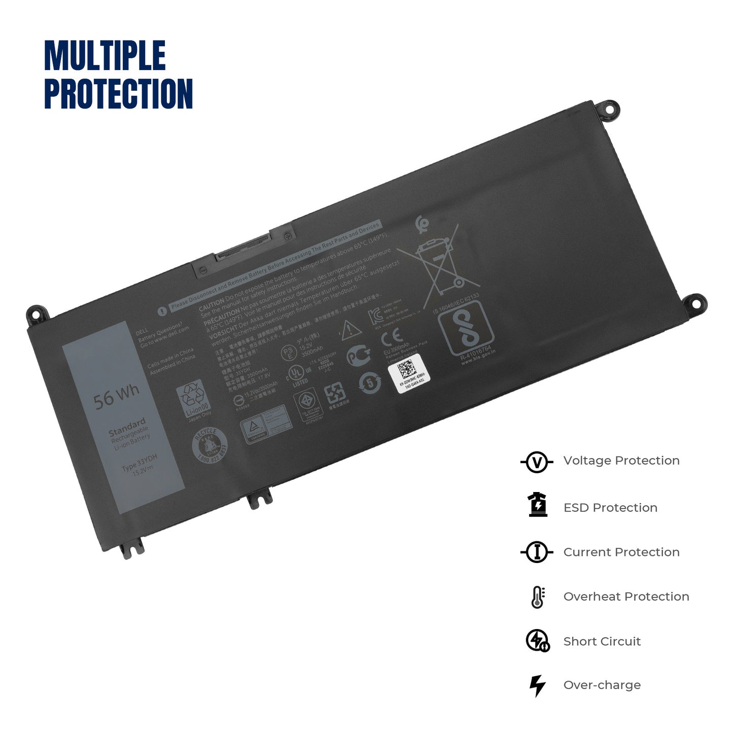 KELESY 33YDH Laptop Battery For DELL Inspiron 17 7778 7779 7773 15 7577 G3 15 3579 5587 17 3779 7588 P30E Series