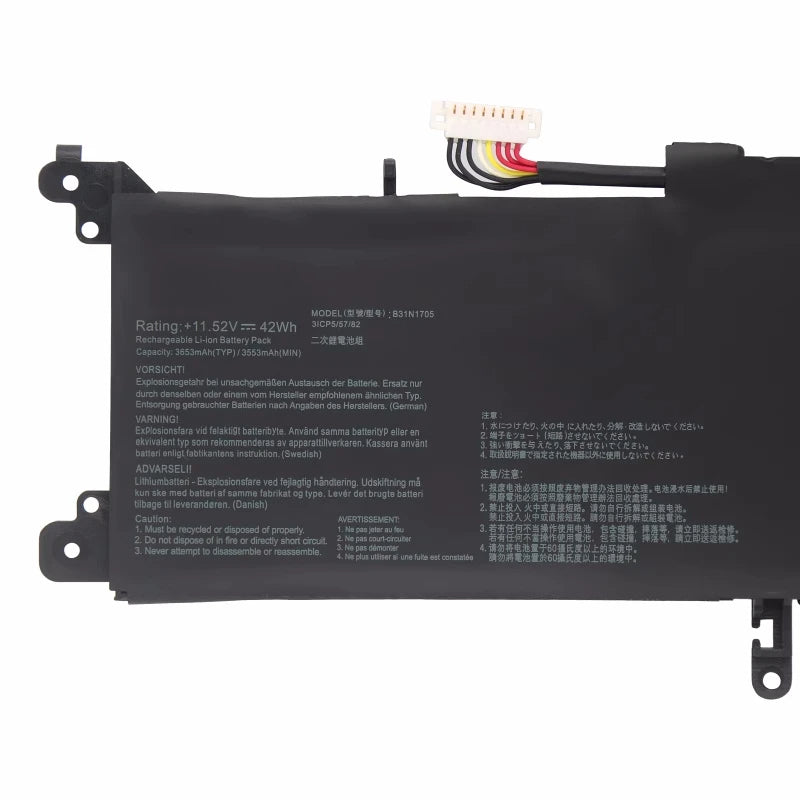 Аккумулятор для ноутбука KELESY B31N1705 для ASUS VivoBook Flip TP410U TP410UA TP410UF TP410UR Q405UA UX460UA 3ICP5/57/80 11,52 В 42 Вт·ч