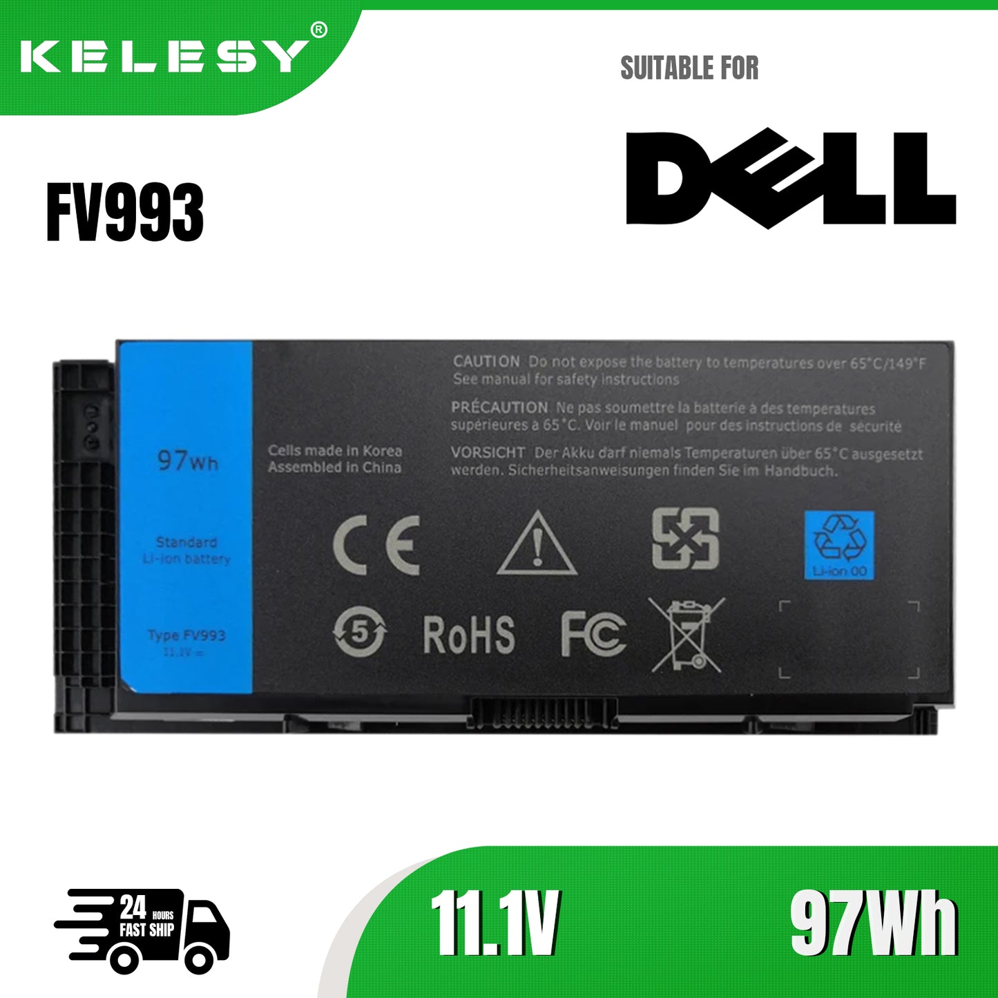 KELESY FV993 Laptop Battery For DELL Precision M6600 M6700 M6800 M4800 M4600 M4700 Series FJJ4W T3NT1 N71FM PG6RC R7PND 3DJH7