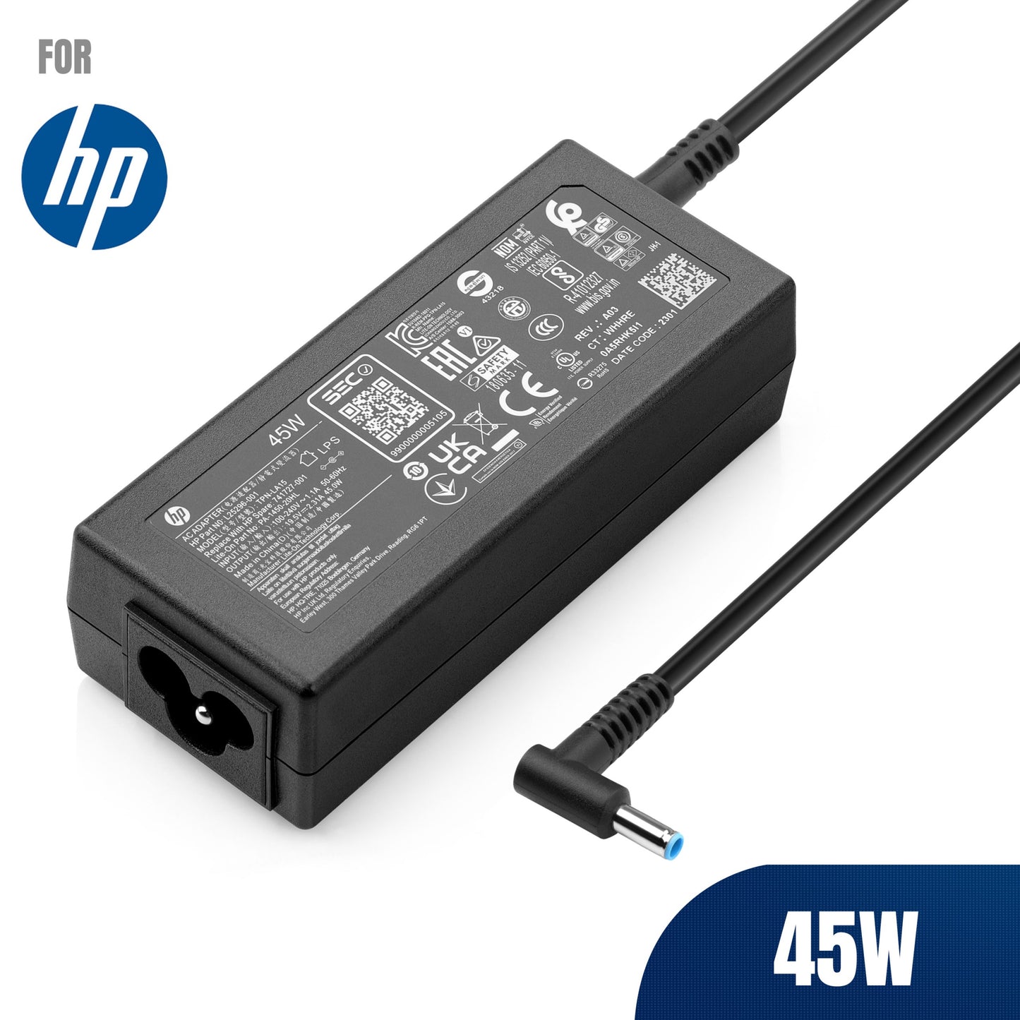 HP Laptop AC Adapter for HP 45W 4.5*3.0 Blue Tip, PA-1450-20HL(TPN-LA15)