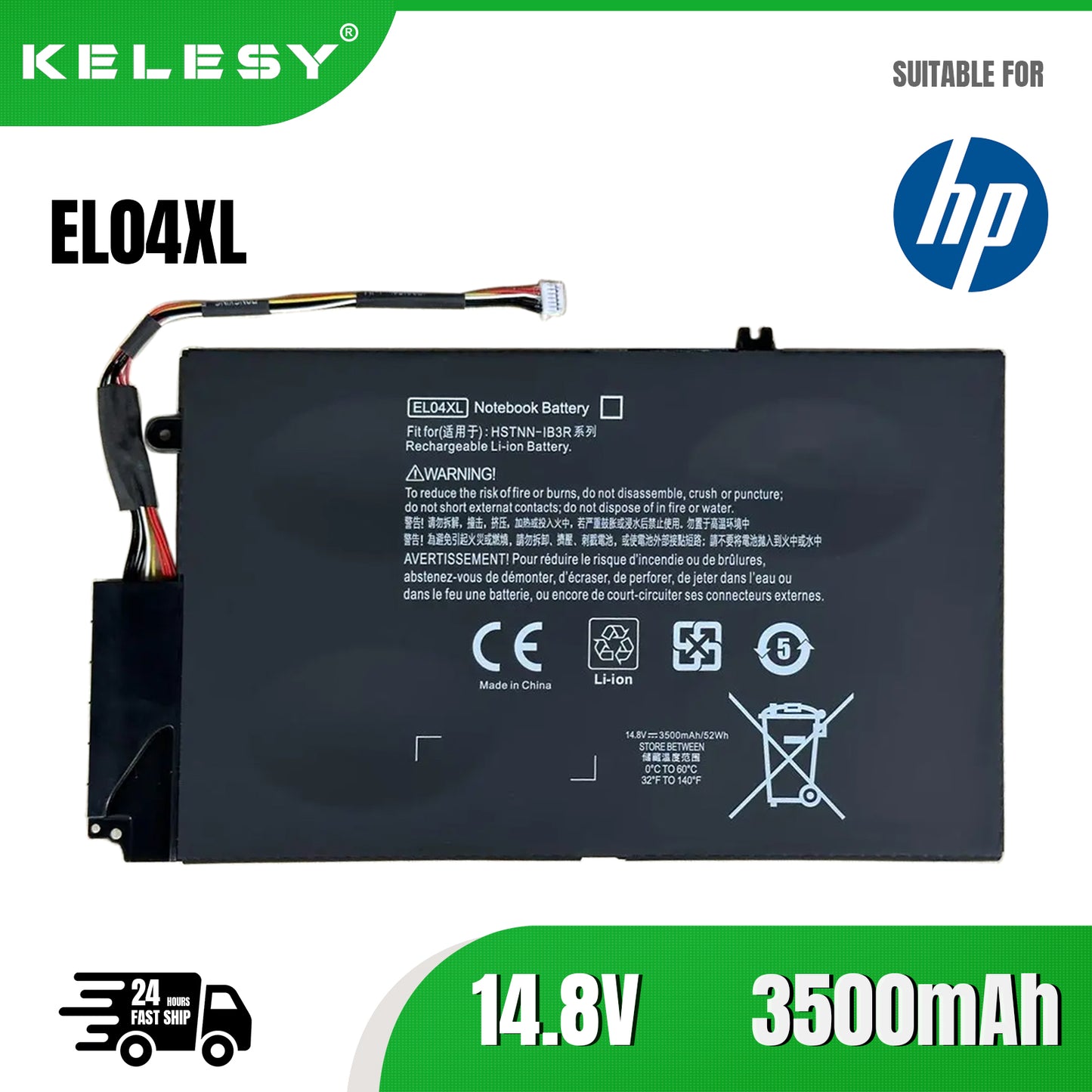 KELESY EL04XL Laptop Battery For ENVY 4-1126TU 4-1102xx 4-1007TX 4-1130U 4-1218TU HSTNN-UB3R HSTNN-IB3R 681949-001 681879-171