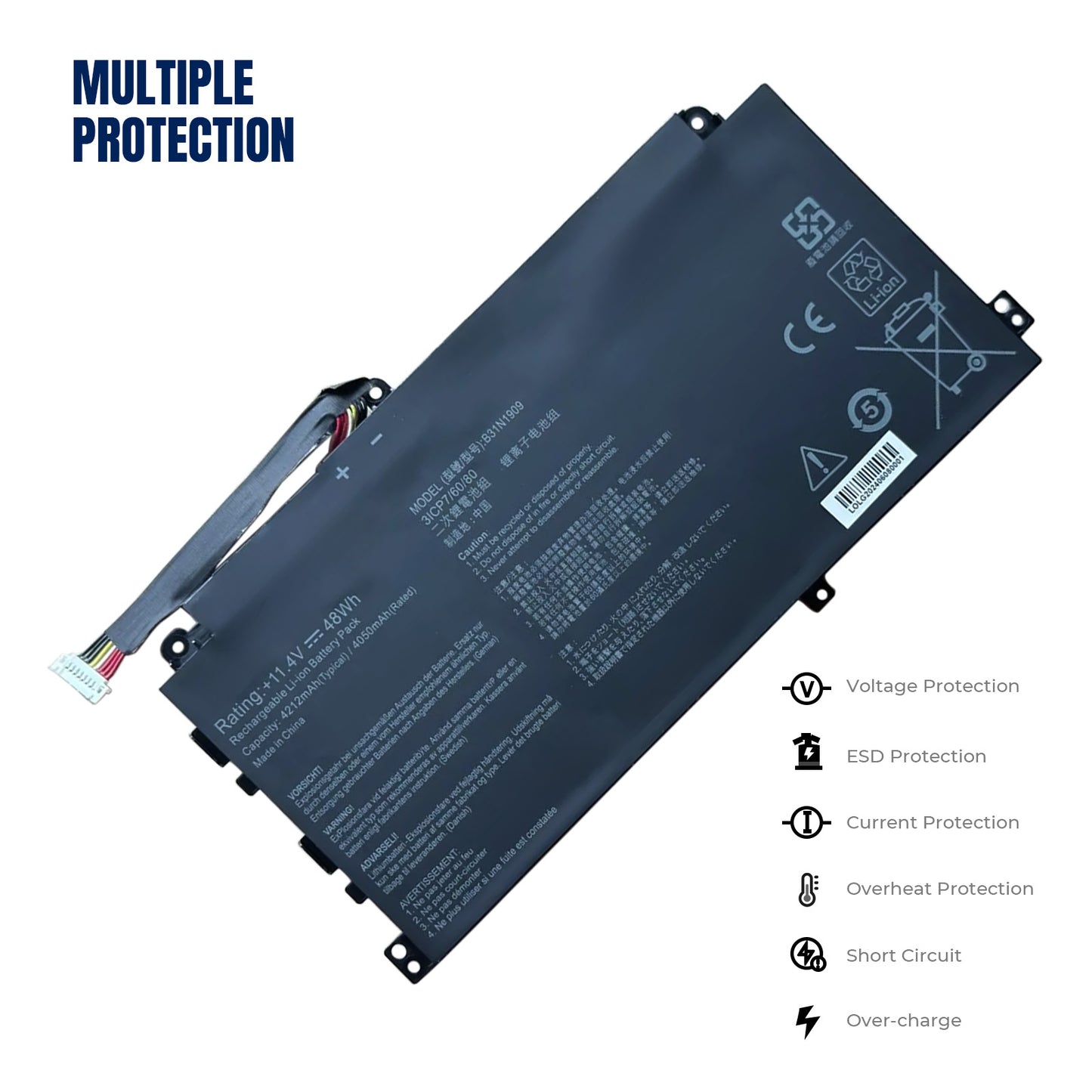 KELESY Batería para ordenador portátil Asus ExpertBook, 11,4 V, 48WH, B31N1909, P2, P2451FA-EK0009, EB0354R, serie P2451FB-1A