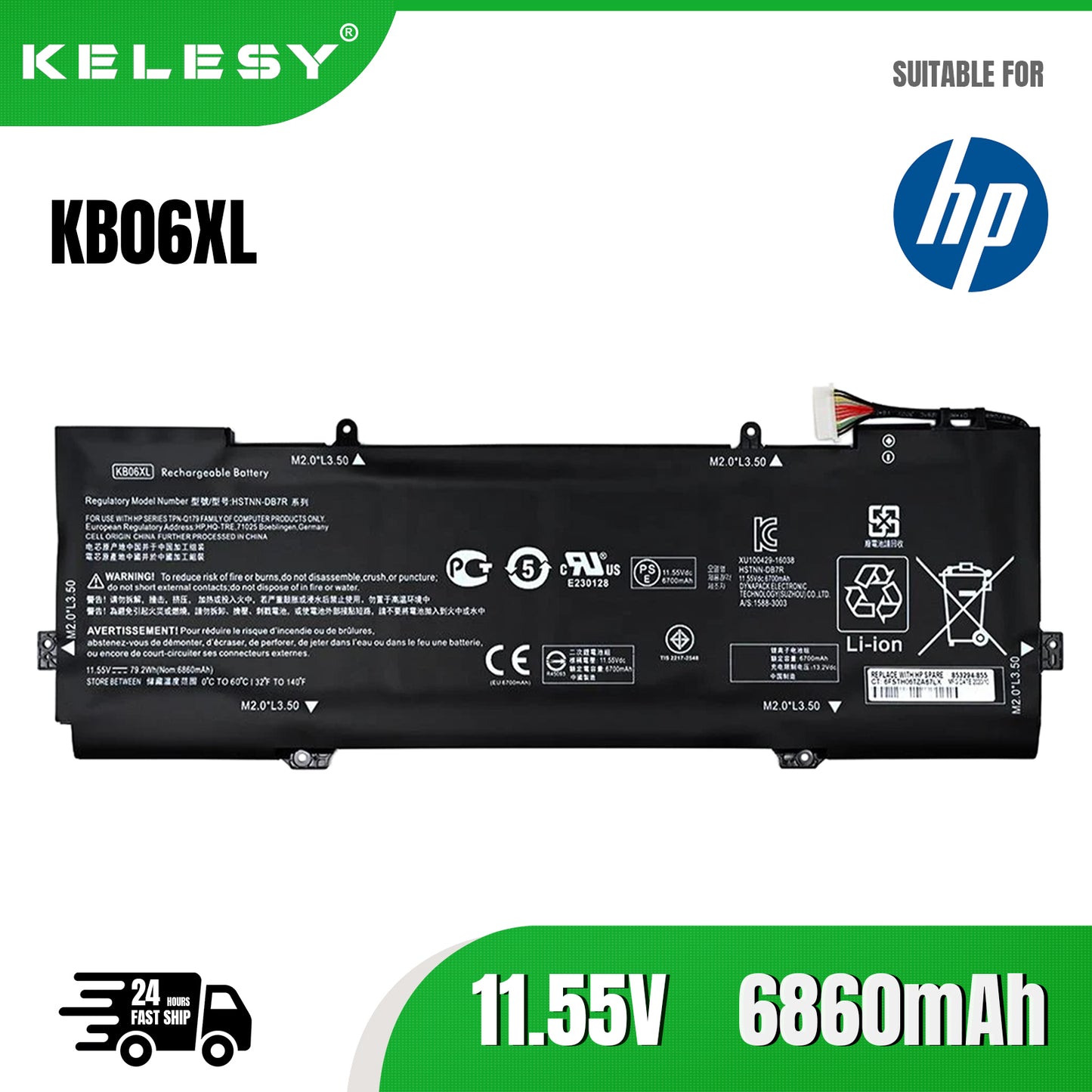 KELESY KB06XL Laptop Battery For HP Spectre x360 15-BL002XX Z6L01EA Z6K97EA Z6K99EA Z6K96EA Z6L00EA Z6L02EA HSTNN-DB7R 79.2WH