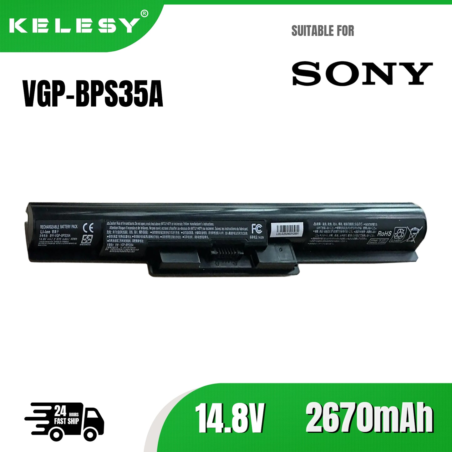 KELESY Batería modelo VGP-BPS35A/VGP-BPS35 para ordenador portátil, pieza de PC con 4 células para SONY VAIO Fit 14E VAIO Fit