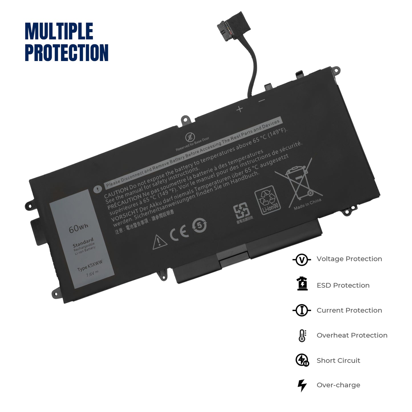 KELESY 71TG4 K5XWW Laptop Battery For DELL Latitude 5289 7389 7390 2-in-1 L3180 Series High Quality 725KY N18GG 7.6V 60WH