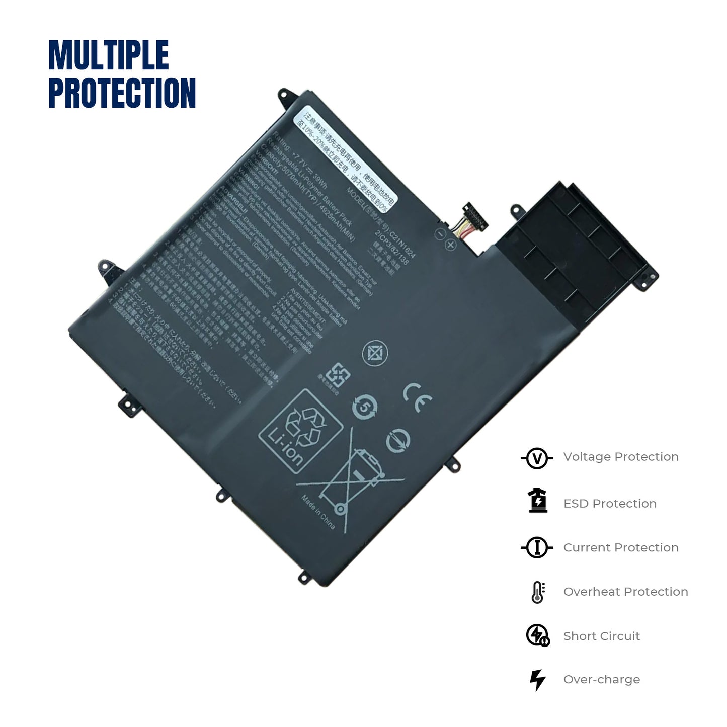 KELESTY Batería de ordenador portátil C21N1624, 7,7 V, 39Wh, 0B200-02420000, para Q325U, Q325UAR, serie UX370UA