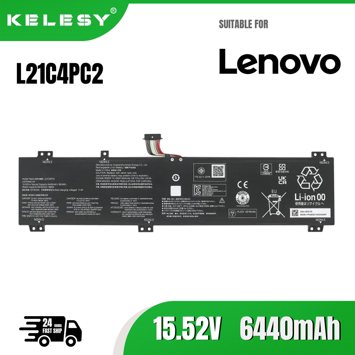 KELESY Batería de ordenador portátil L21C4PC2 L21D4PC2 para Lenovo Y9000K R9000K ARHA7 2022 L21C4PC3 L21M4PC5 15,52 V 99.9WH