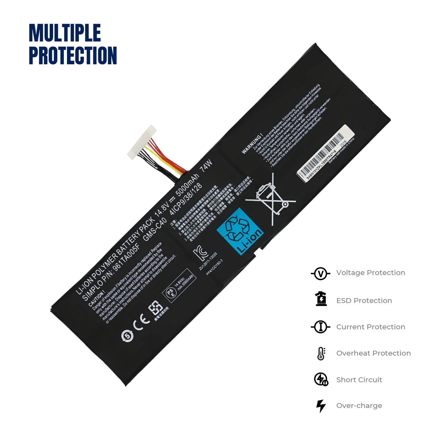KELESY GMS-C40-batería Original para ordenador portátil Razer Blade Pro, 14,8, 2013, RZ09-009911010, 961TA005F, 2015 V, 74Wh