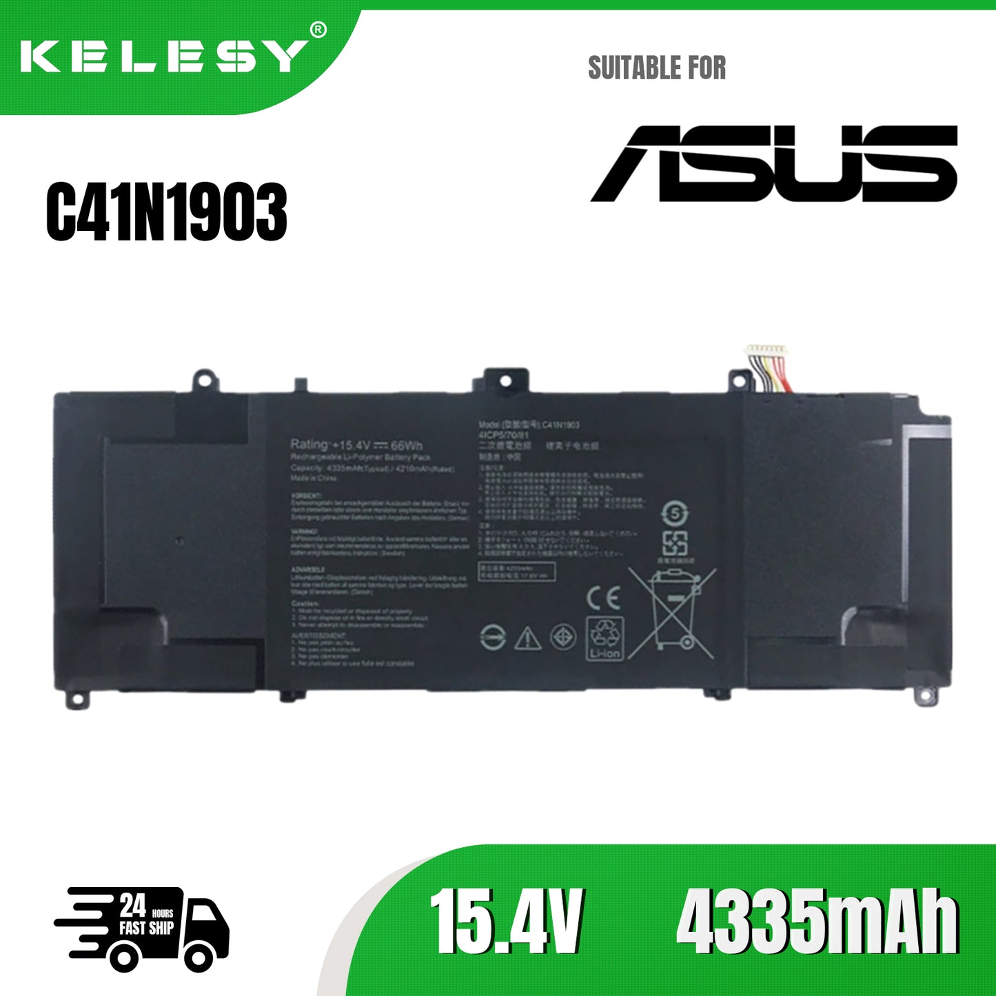 KELESY C41N1903 Laptop Battery For Asus ExpertBook B9 B9400CEA B9450CEA B9450FA B5302F B3302 B5302CE C41P0J1 0B200-03560100