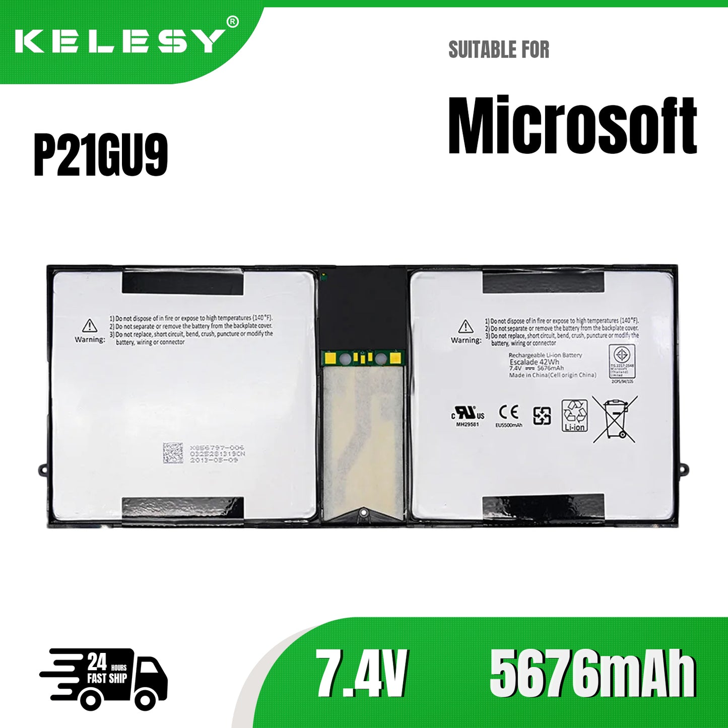 KELESY 7.4V 42WH P21GU9 Laptop Battery For Microsoft Surface Pro 2 1601 Pro 1 1514 2ICP5/94/104