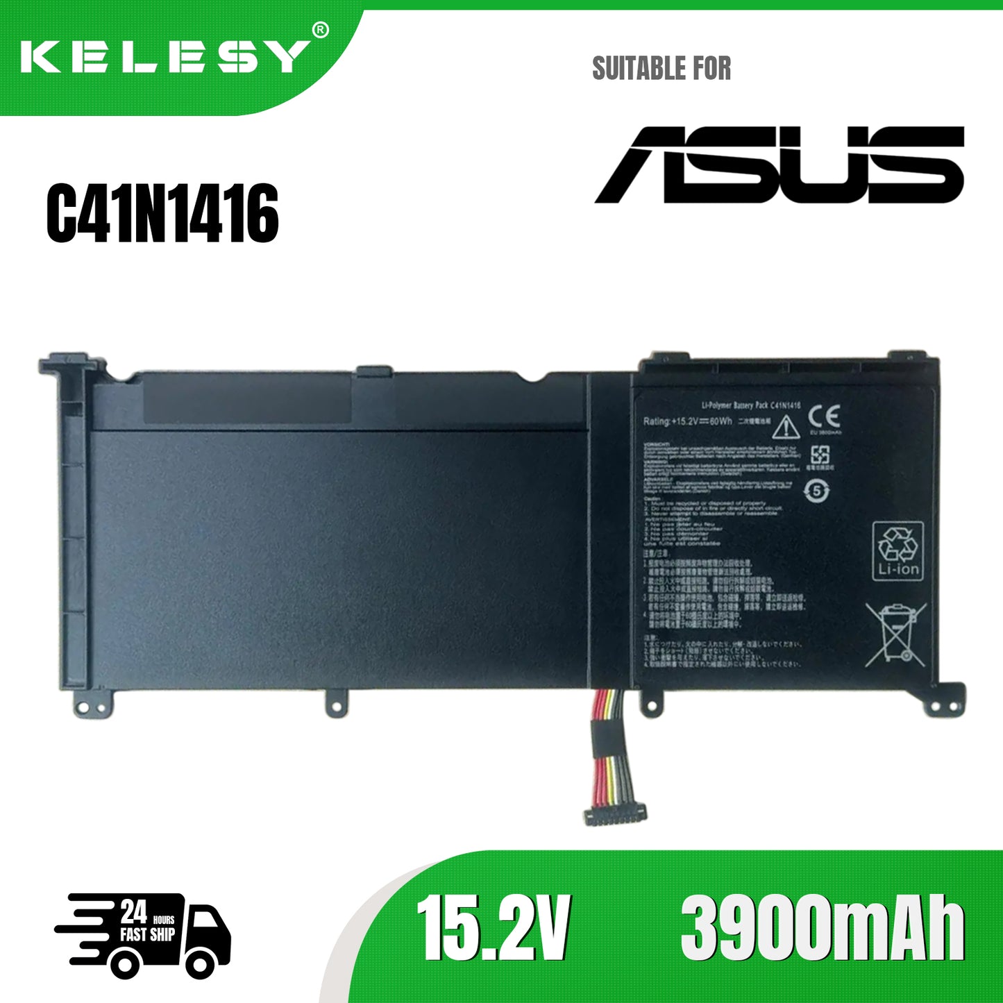 KELESY C41N1416 C41N1524 Laptop Battery For Asus ZenBook Pro UX501JW G501JW N501JW G60V G601JW UX501V 0B200-01250100 01250000