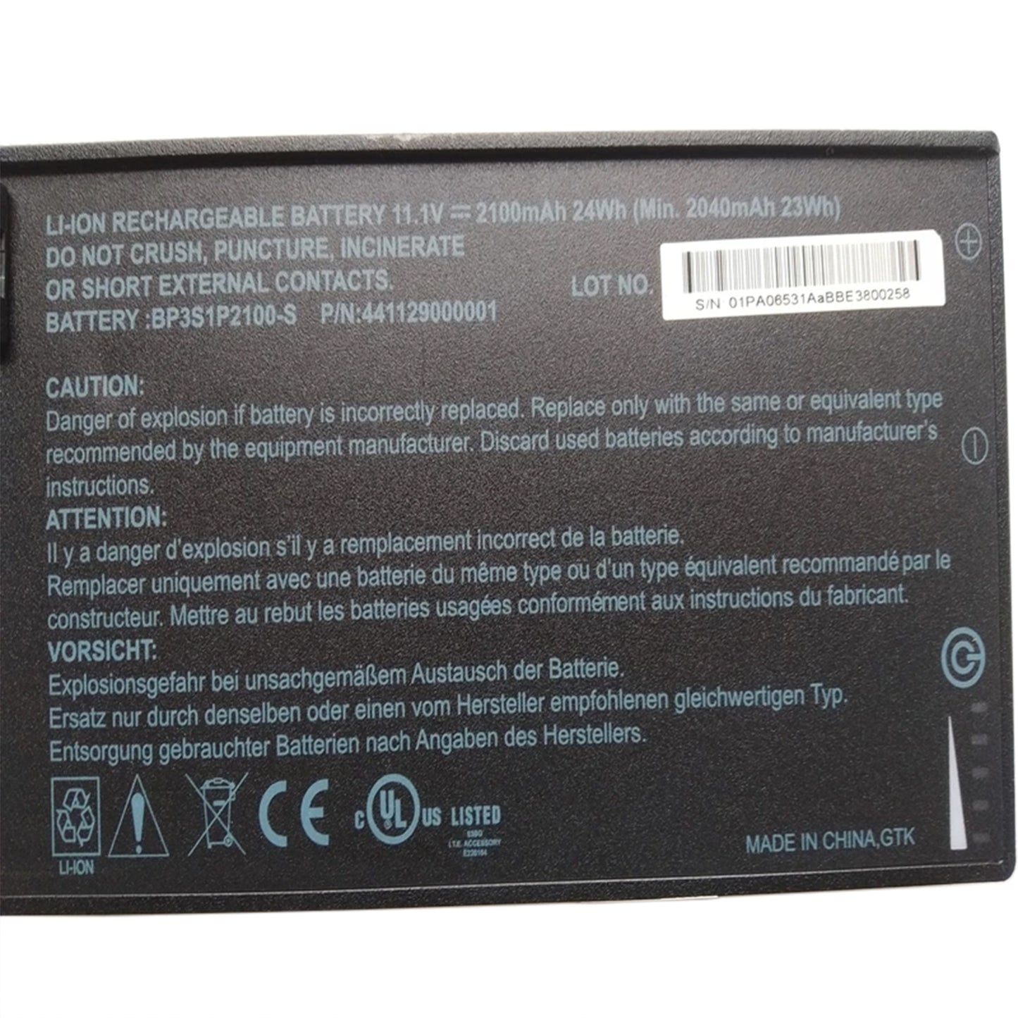 KELESY Batería Original para ordenador portátil, nueva, BP3S1P2100-S, 11,1 V, 24Wh, para Getac V110C, resistente, BP3S1P2100